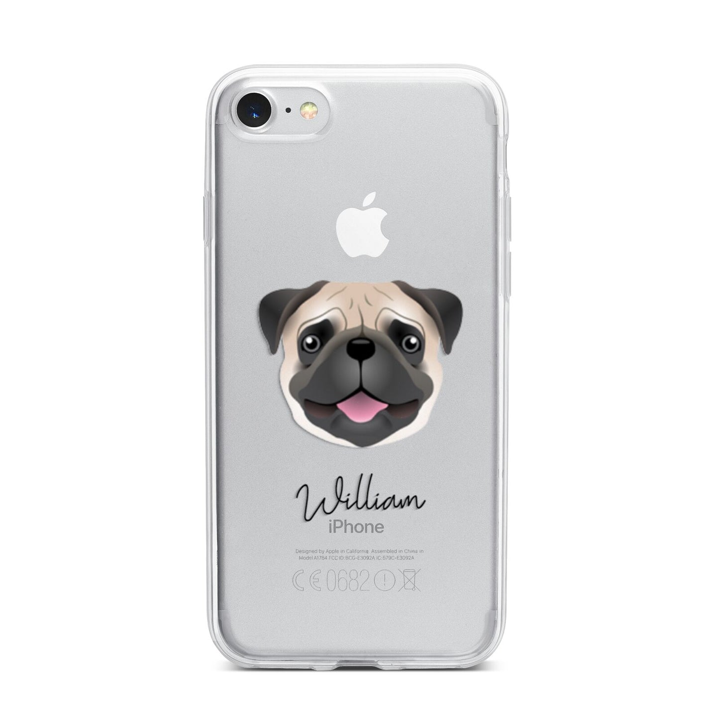 Pug Personalised iPhone 7 Bumper Case on Silver iPhone