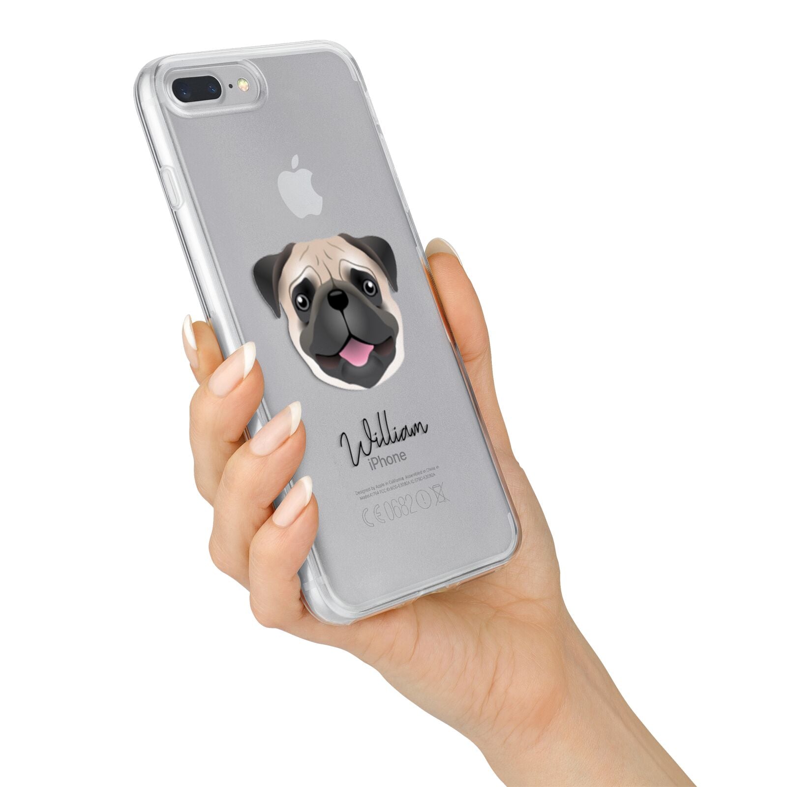 Pug Personalised iPhone 7 Plus Bumper Case on Silver iPhone Alternative Image