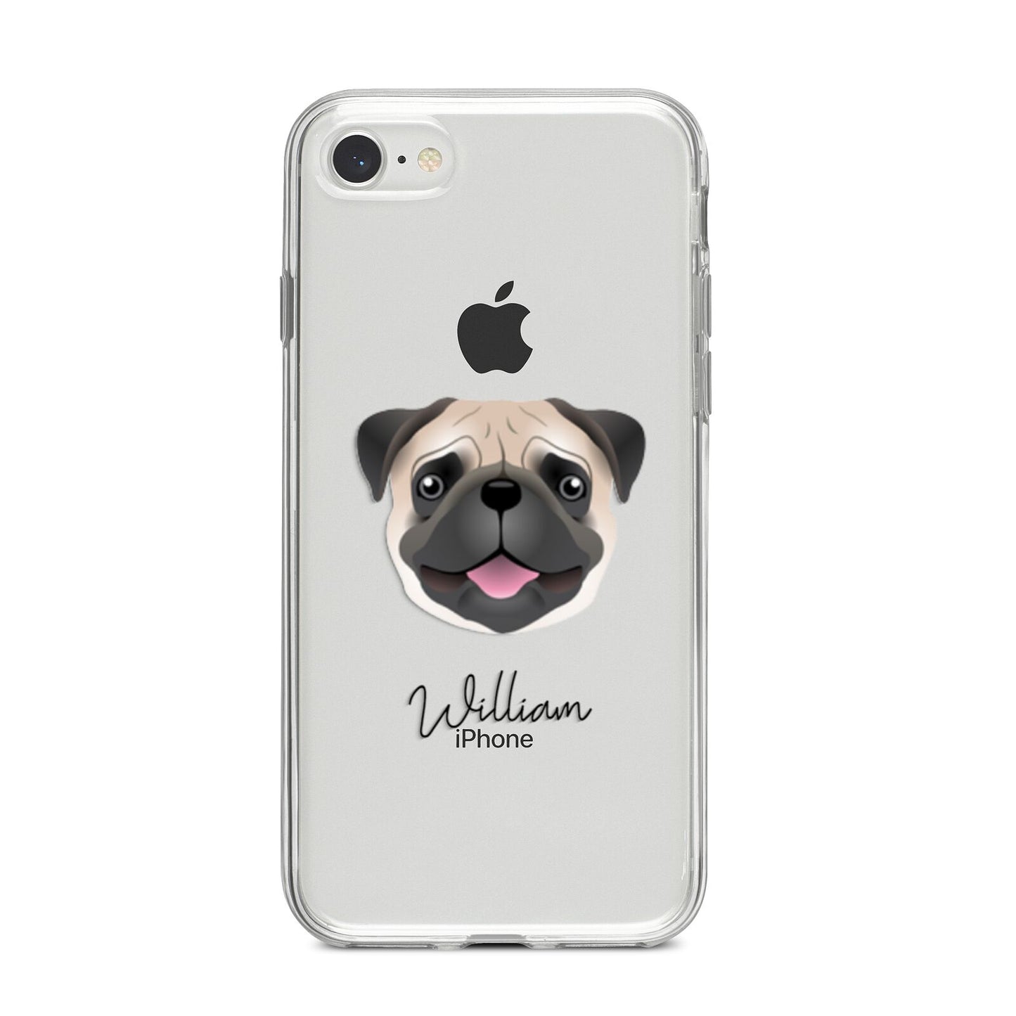 Pug Personalised iPhone 8 Bumper Case on Silver iPhone
