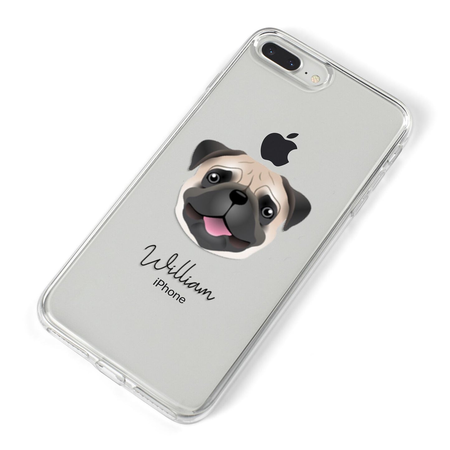 Pug Personalised iPhone 8 Plus Bumper Case on Silver iPhone Alternative Image