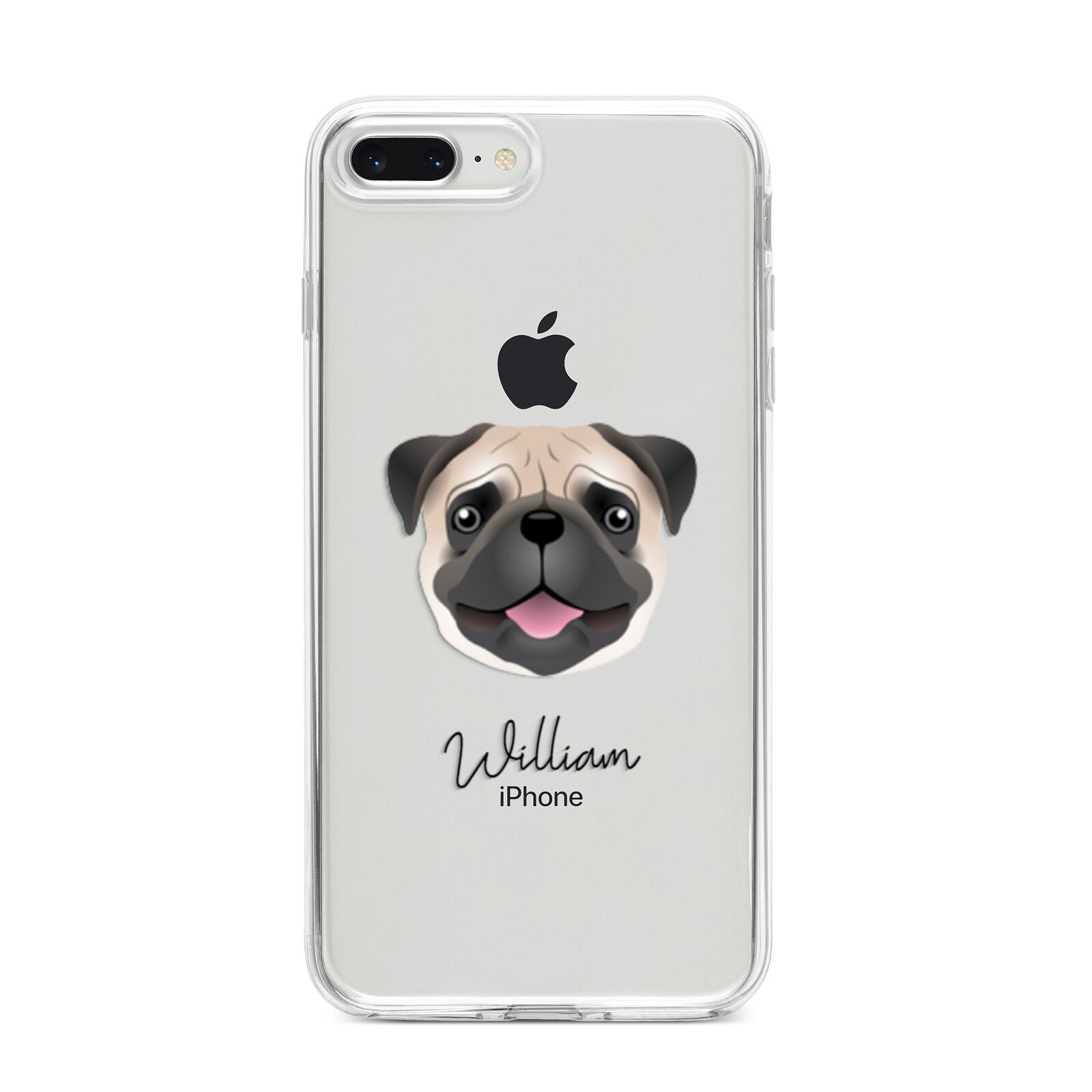 Pug Personalised iPhone 8 Plus Bumper Case on Silver iPhone