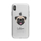 Pug Personalised iPhone X Bumper Case on Silver iPhone Alternative Image 1