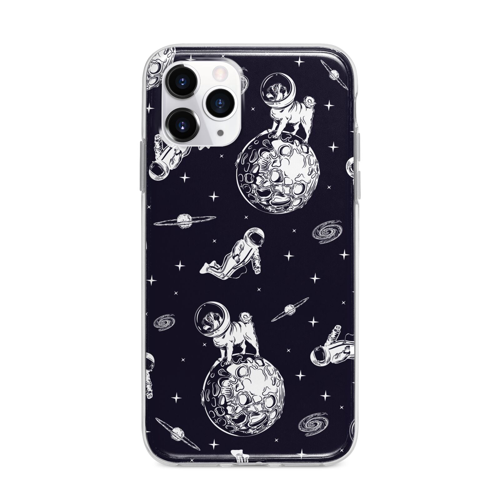 Pug in Space Apple iPhone 11 Pro Max in Silver with Bumper Case