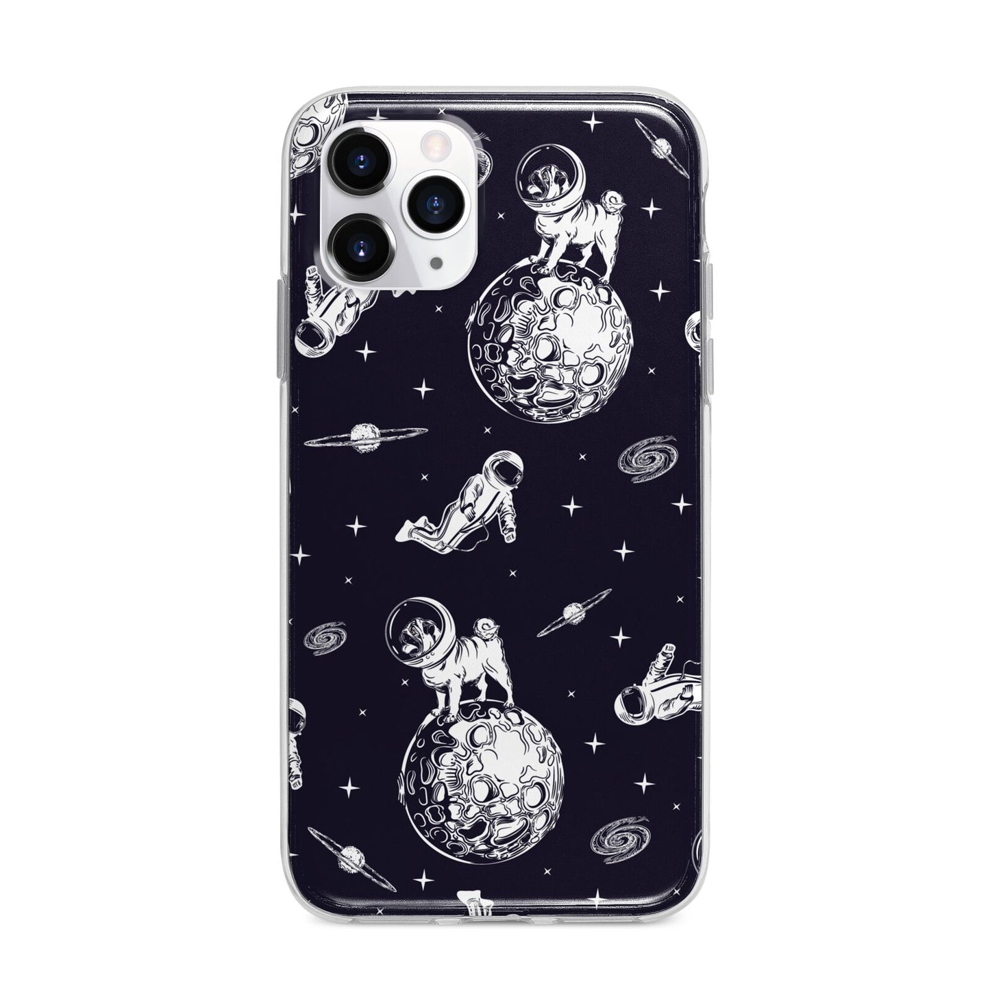 Pug in Space Apple iPhone 11 Pro in Silver with Bumper Case