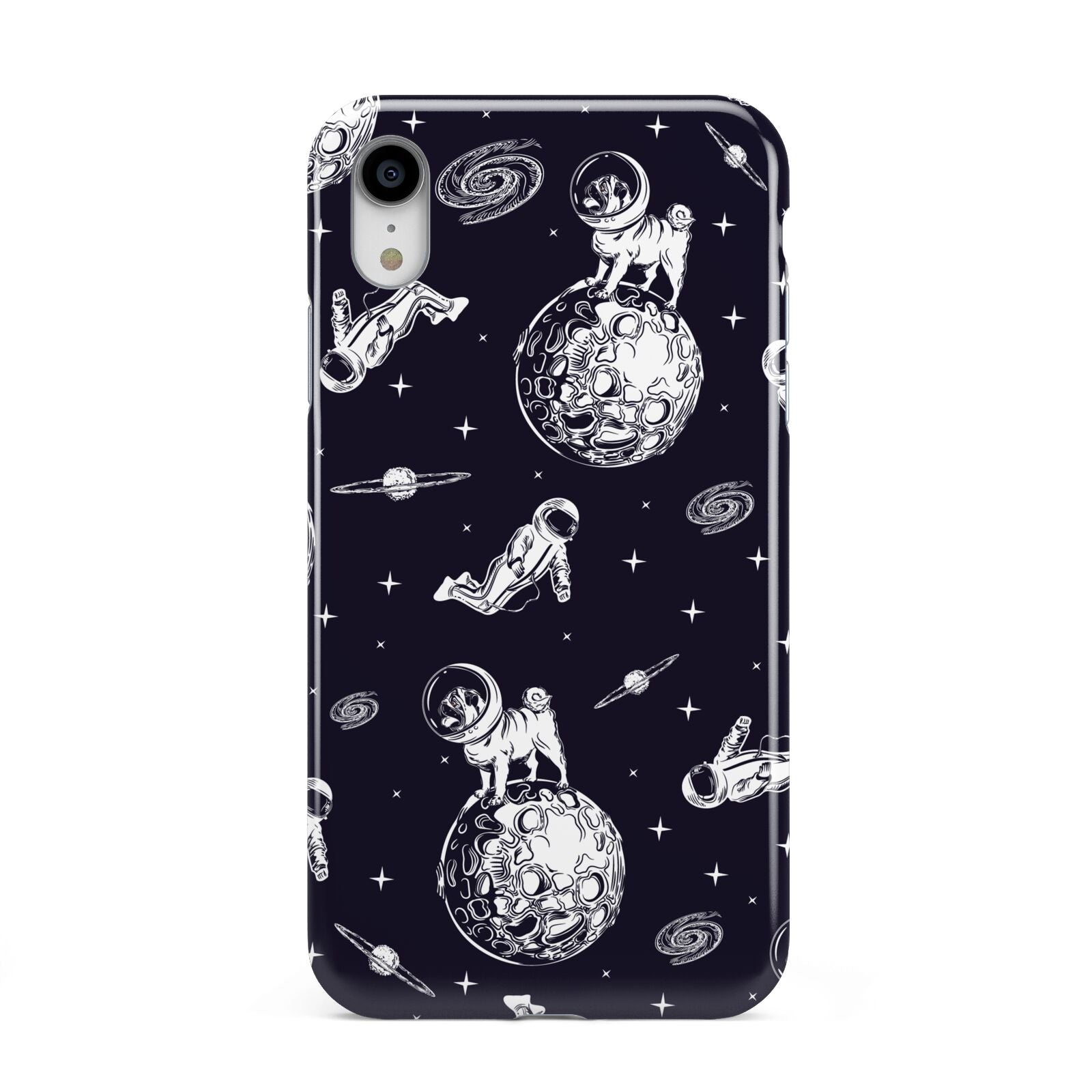 Pug in Space Apple iPhone XR White 3D Tough Case