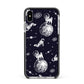 Pug in Space Apple iPhone Xs Max Impact Case Black Edge on Silver Phone
