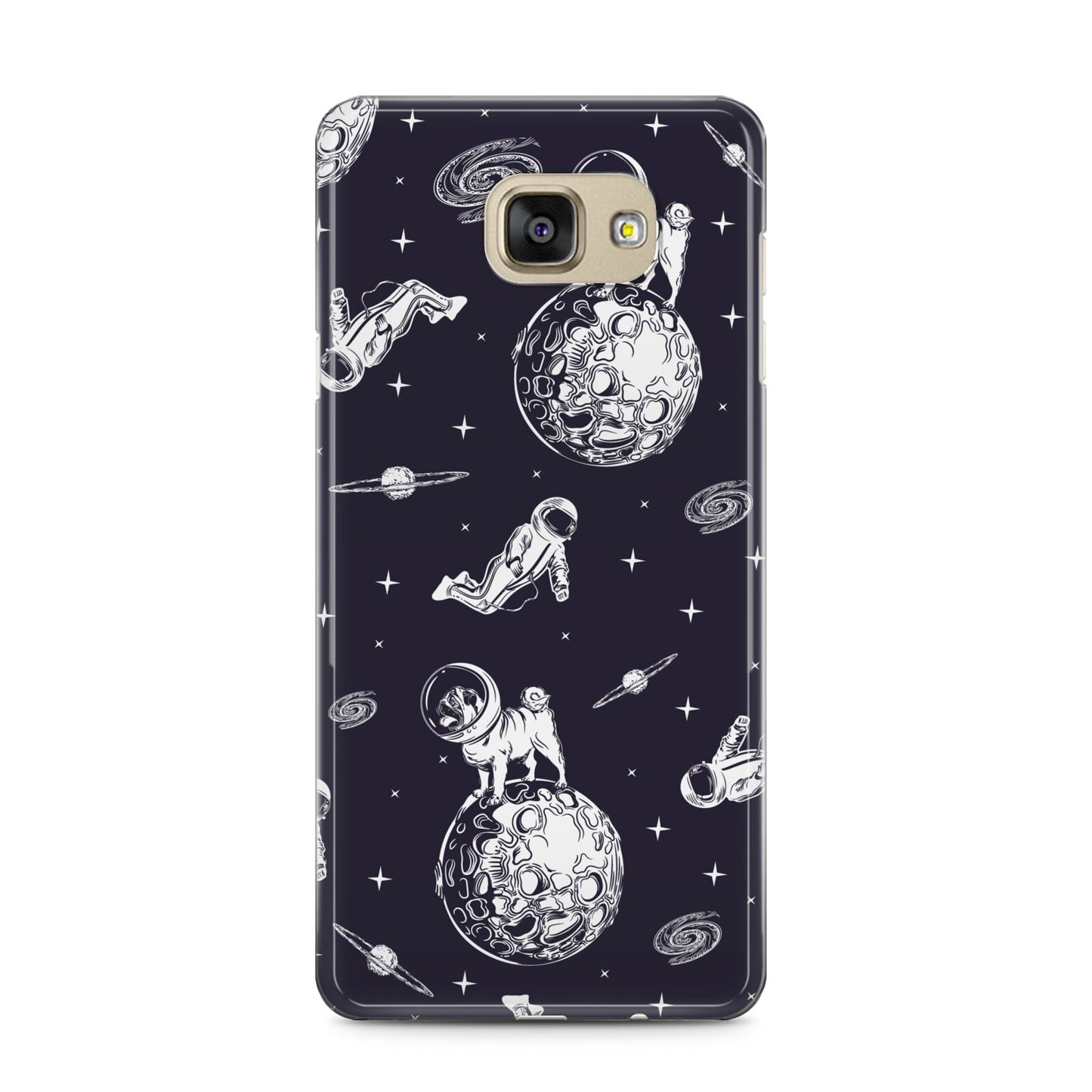 Pug in Space Samsung Galaxy A5 2016 Case on gold phone