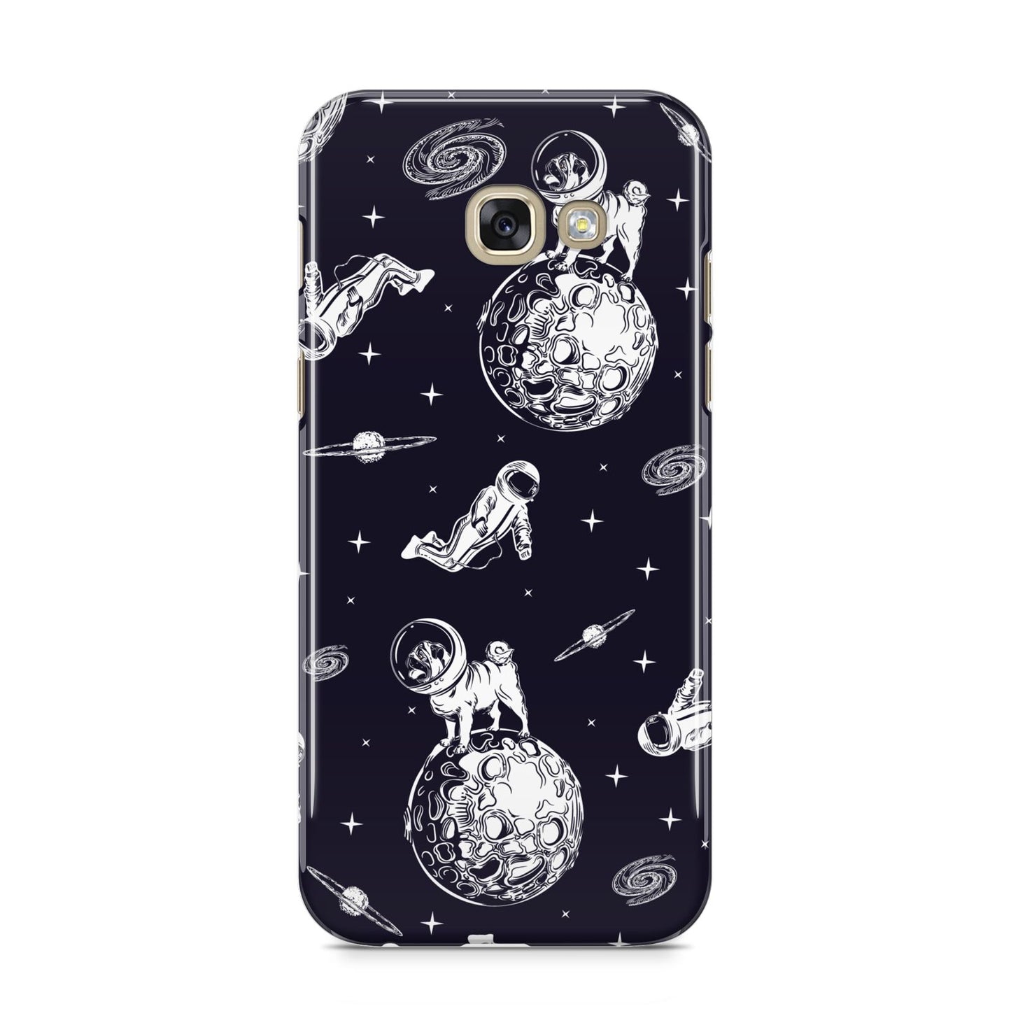 Pug in Space Samsung Galaxy A5 2017 Case on gold phone