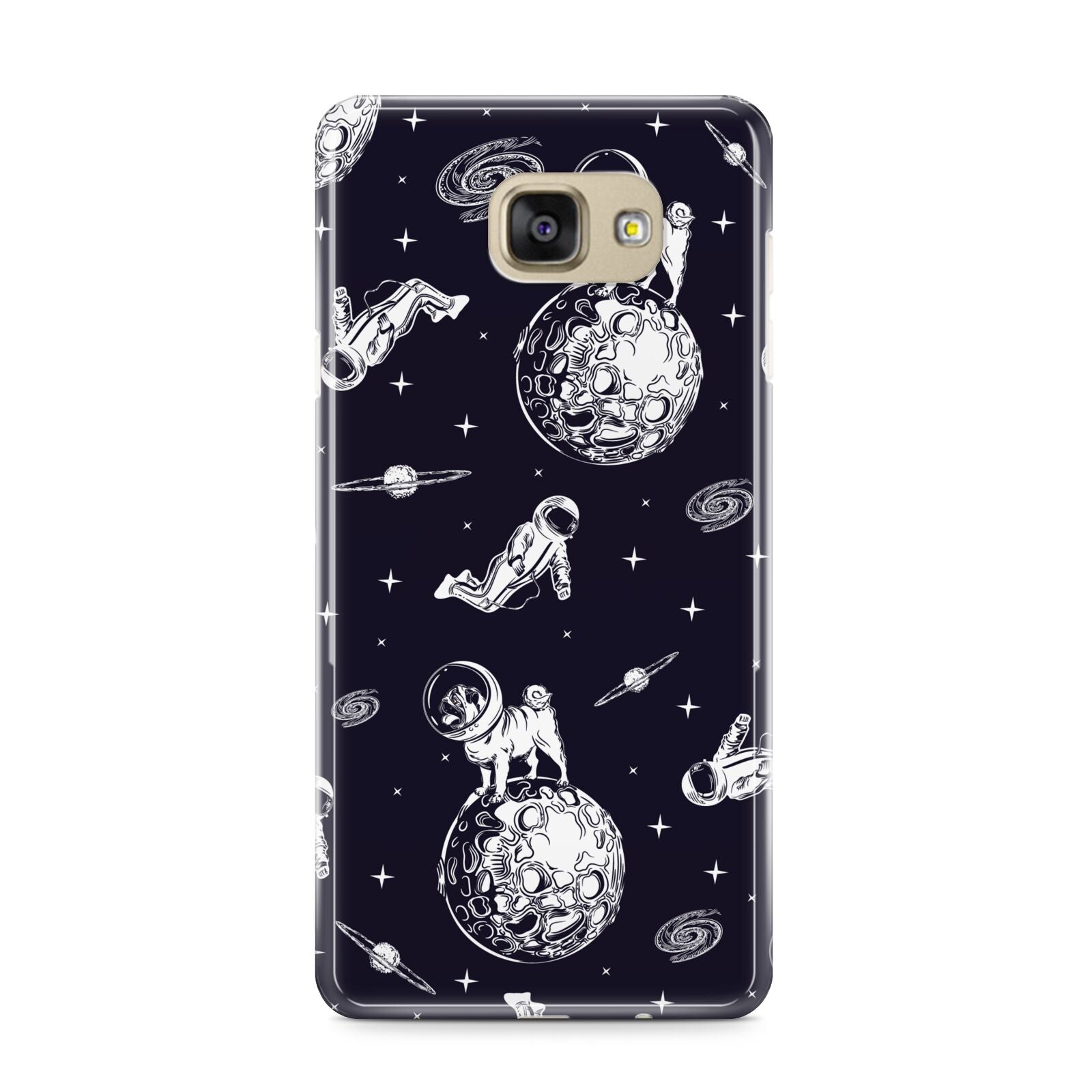 Pug in Space Samsung Galaxy A9 2016 Case on gold phone