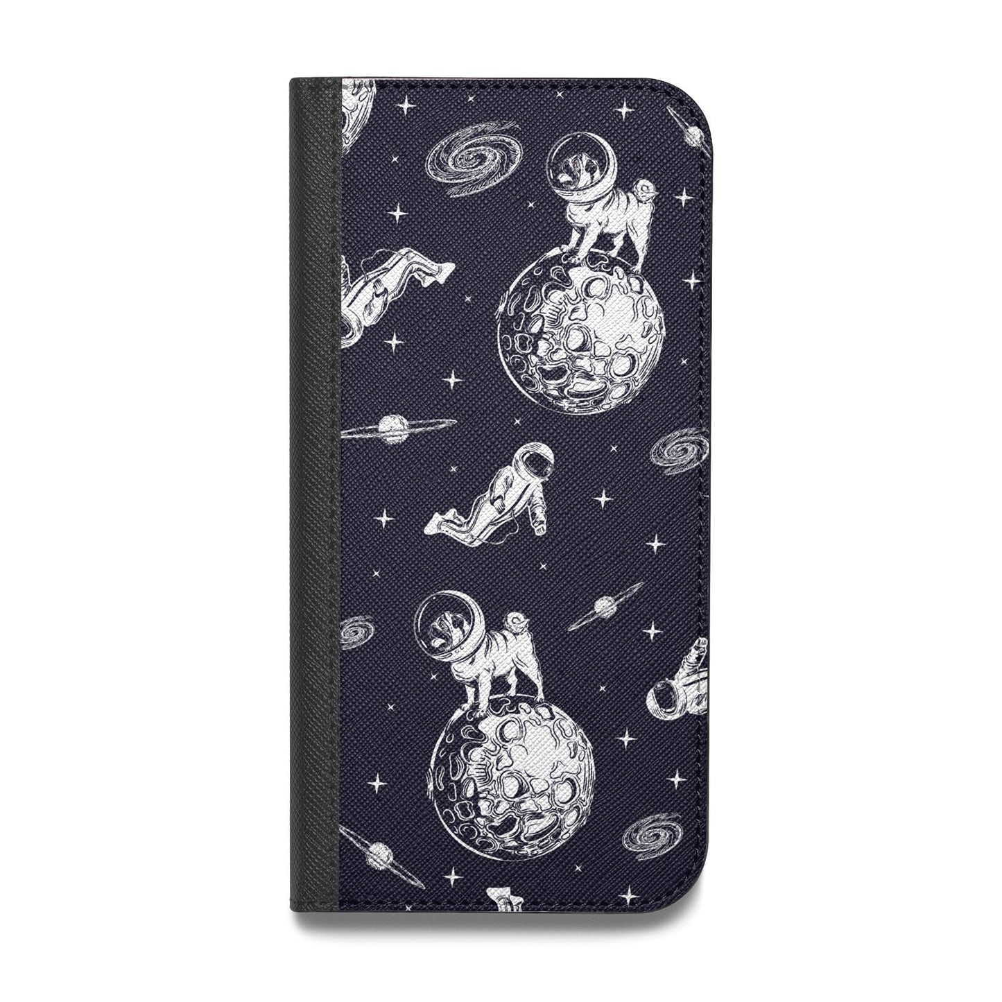 Pug in Space Vegan Leather Flip iPhone Case