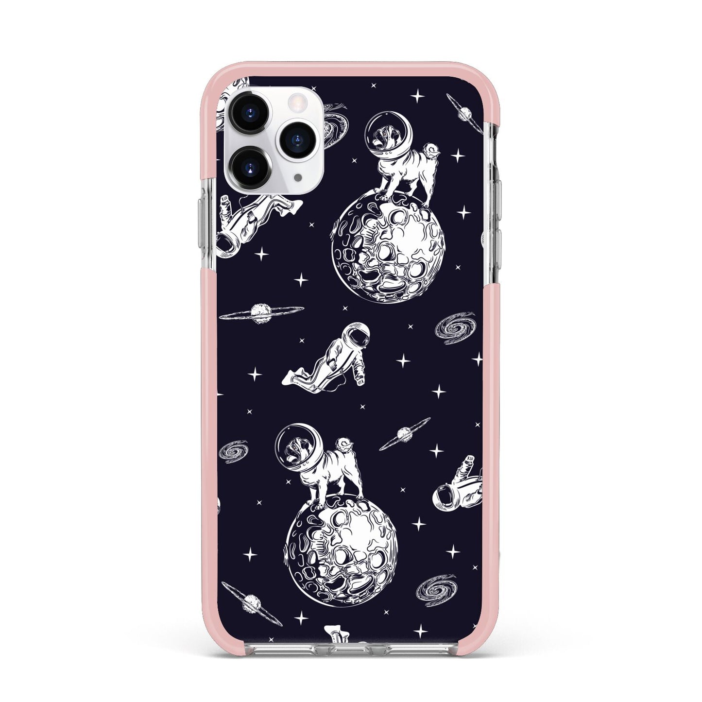 Pug in Space iPhone 11 Pro Max Impact Pink Edge Case