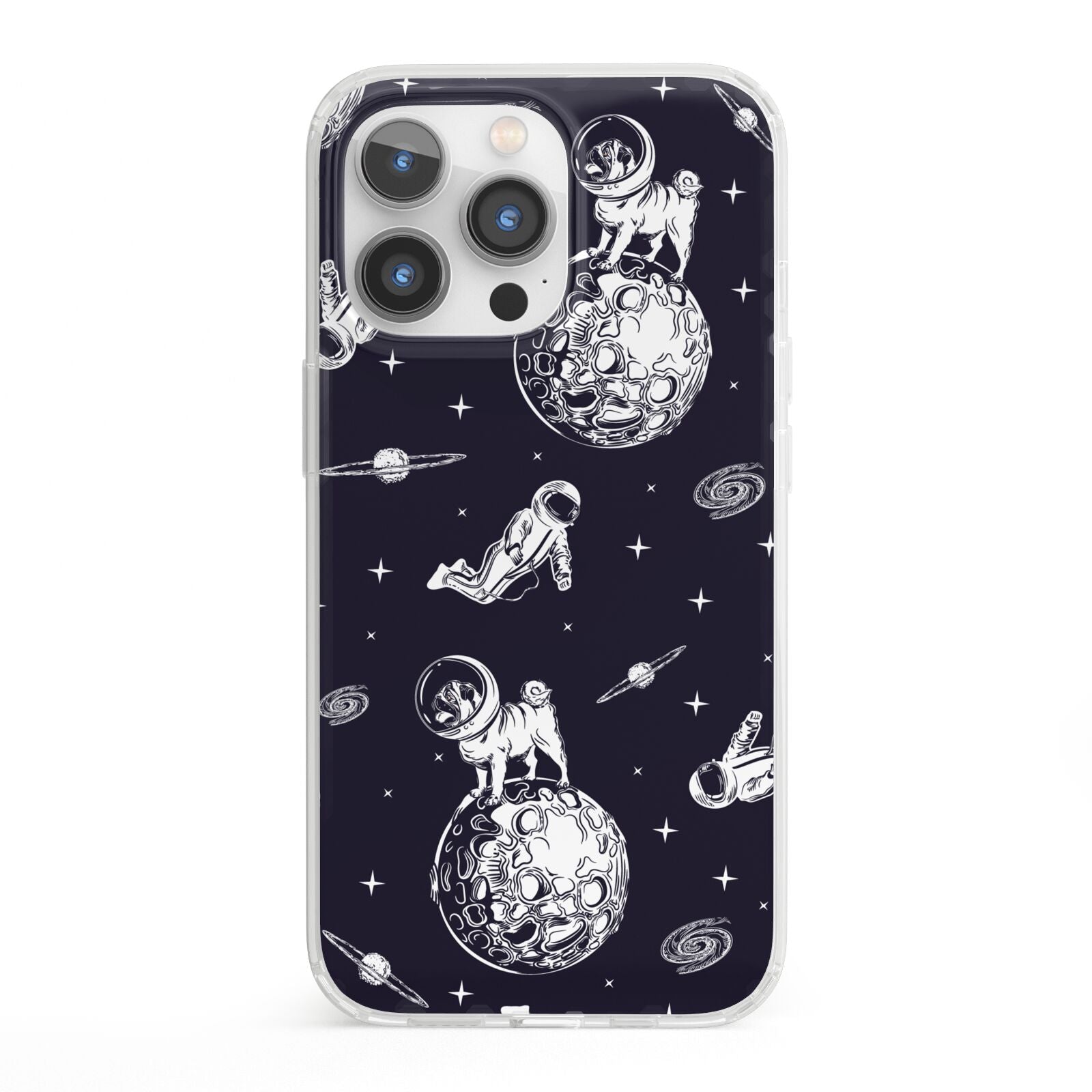 Pug in Space iPhone 13 Pro Clear Bumper Case