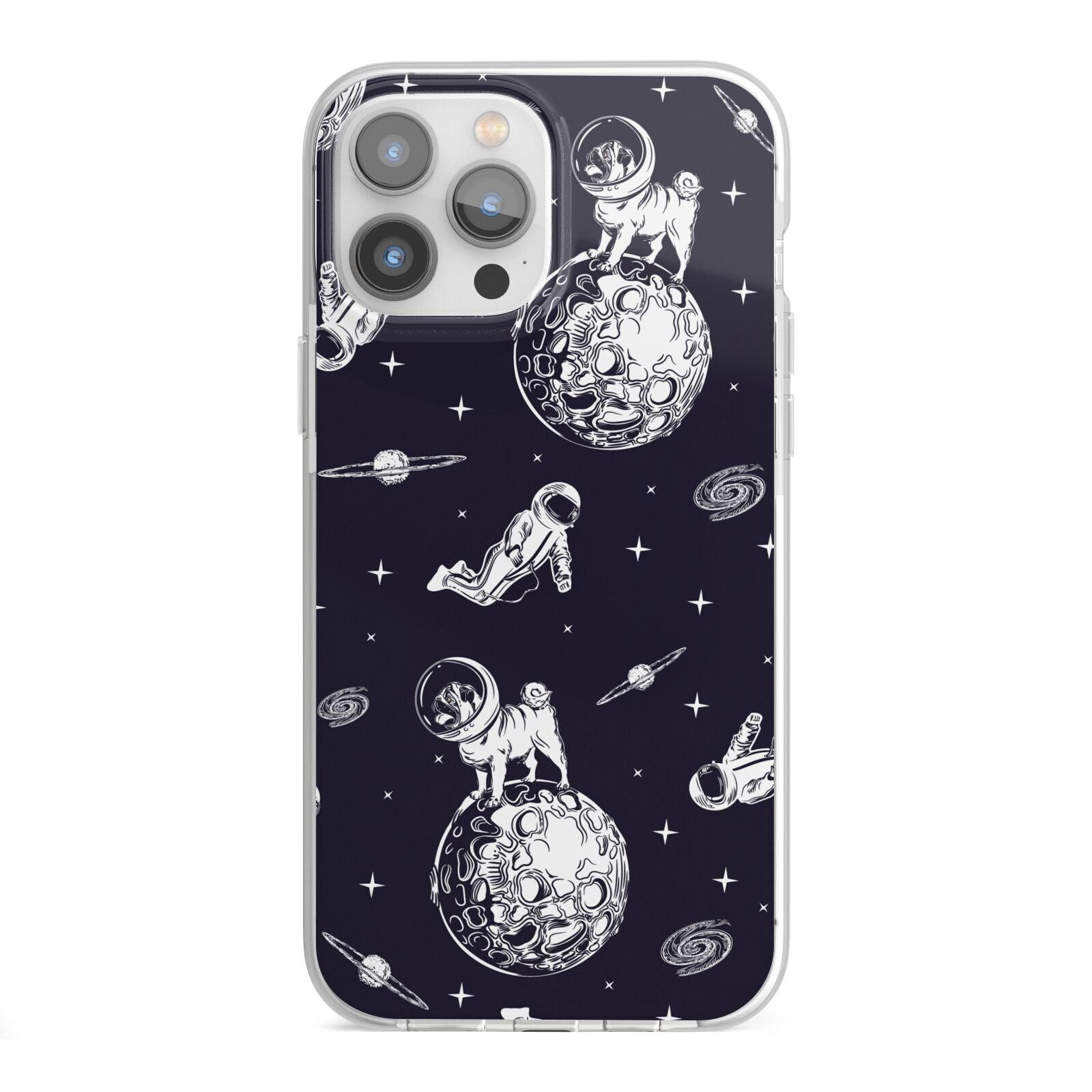 Pug in Space iPhone 13 Pro Max TPU Impact Case with White Edges