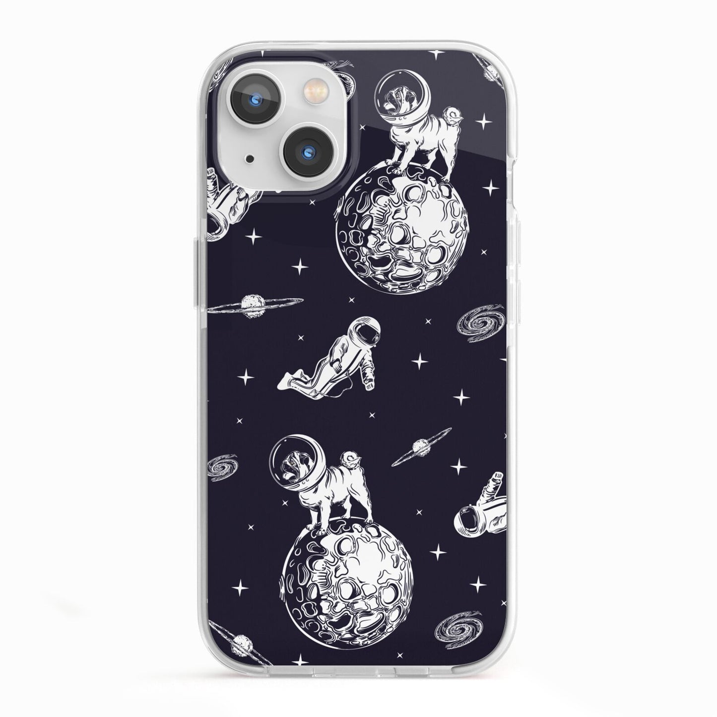 Pug in Space iPhone 13 TPU Impact Case with White Edges
