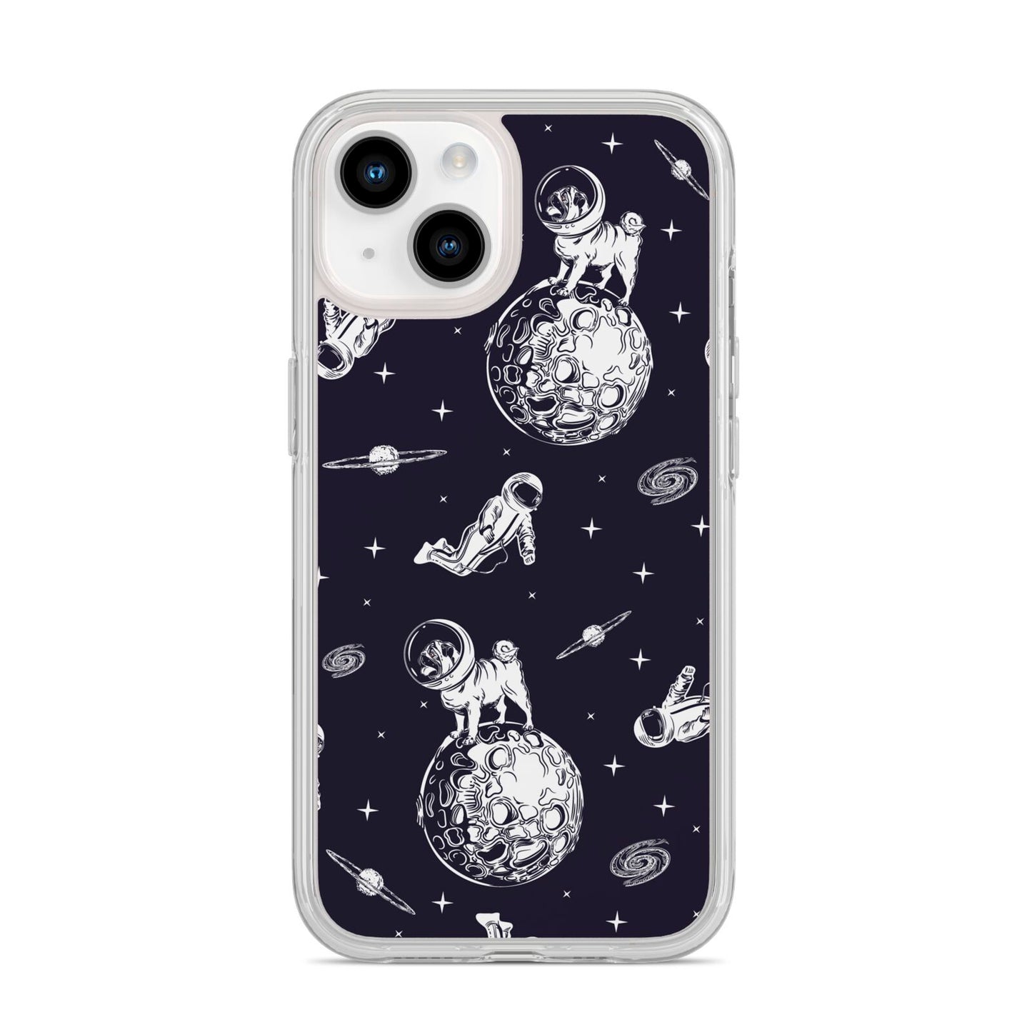 Pug in Space iPhone 14 Clear Tough Case Starlight