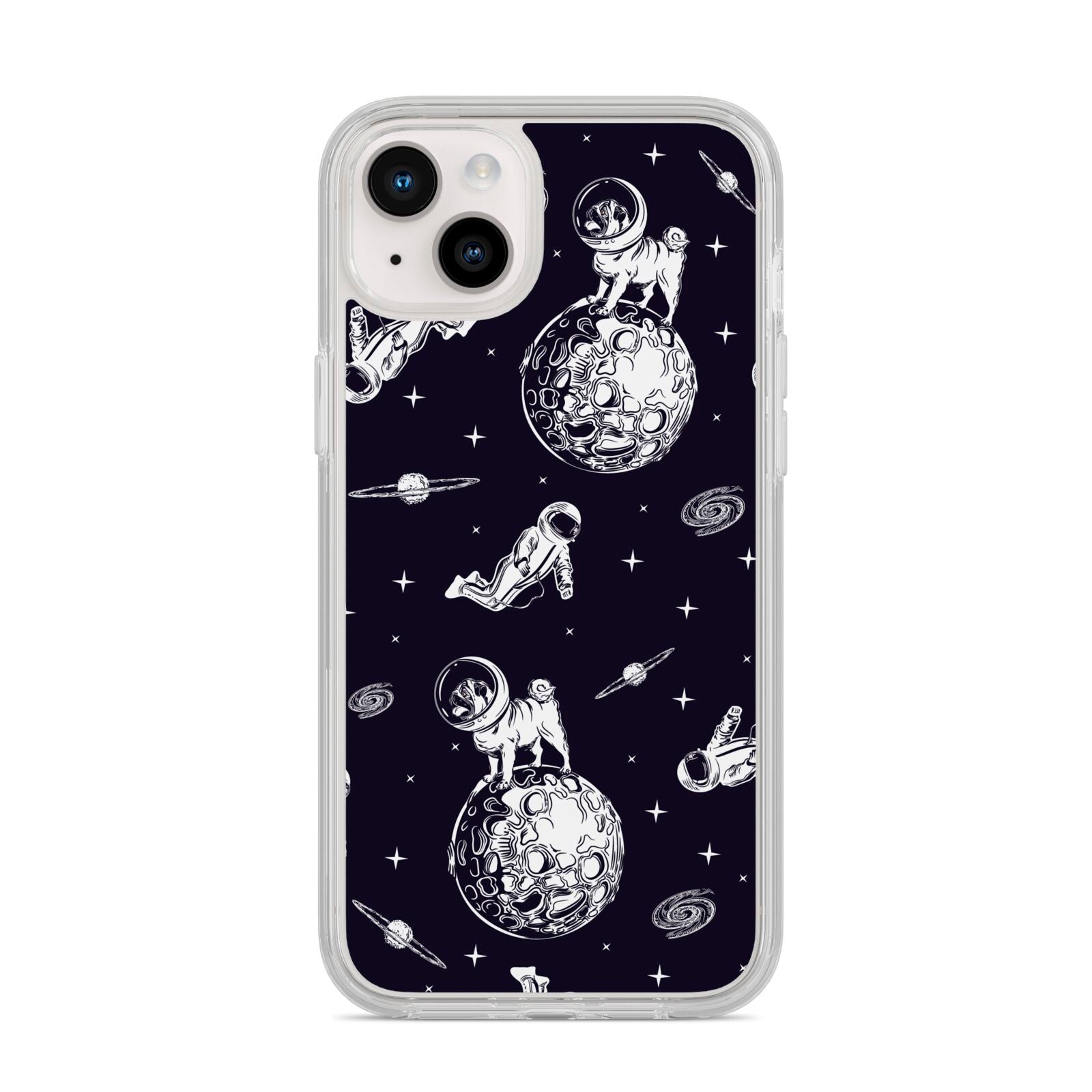 Pug in Space iPhone 14 Plus Clear Tough Case Starlight