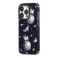 Pug in Space iPhone 14 Pro Black Impact Case Side Angle on Silver phone