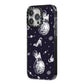 Pug in Space iPhone 14 Pro Max Black Impact Case Side Angle on Silver phone