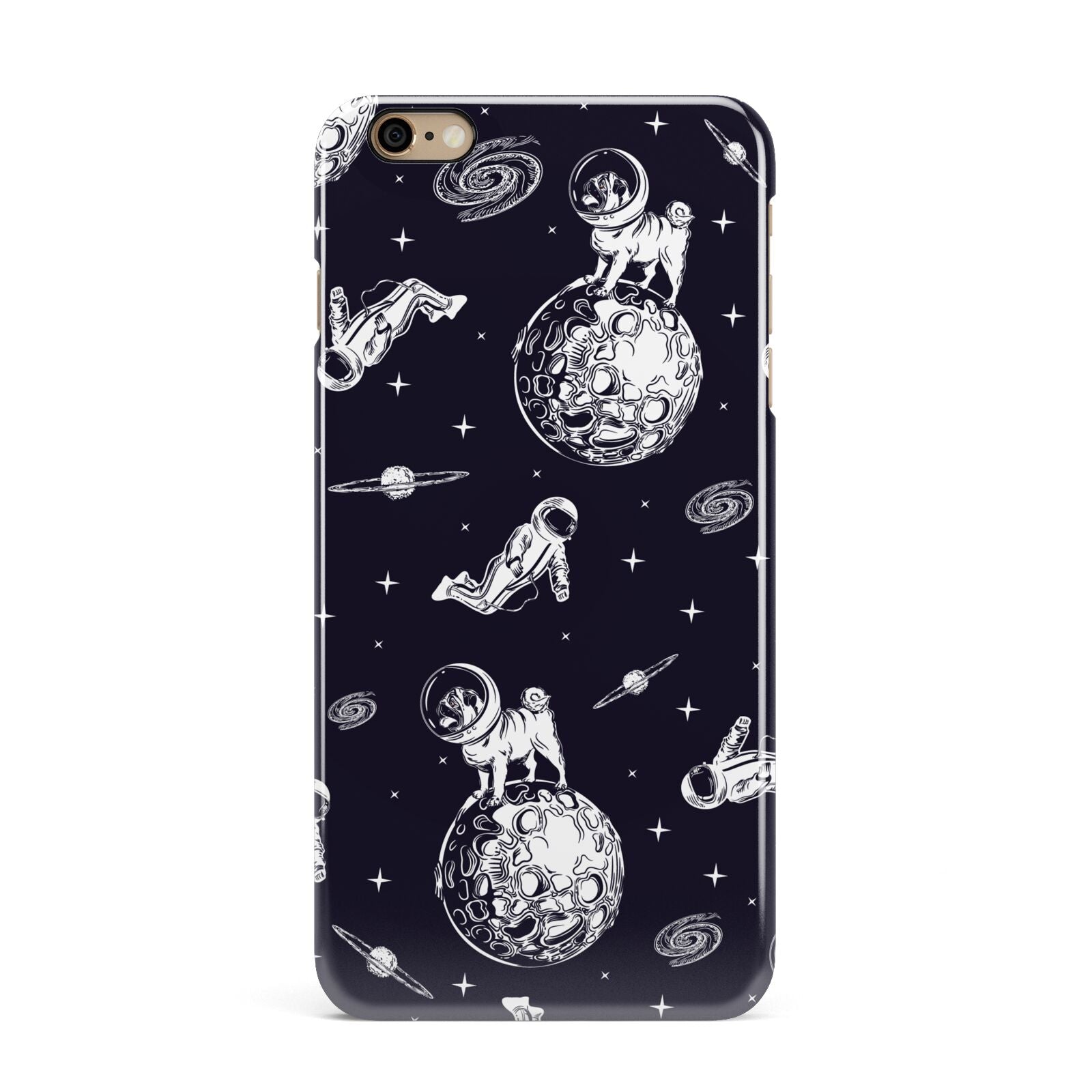 Pug in Space iPhone 6 Plus 3D Snap Case on Gold Phone
