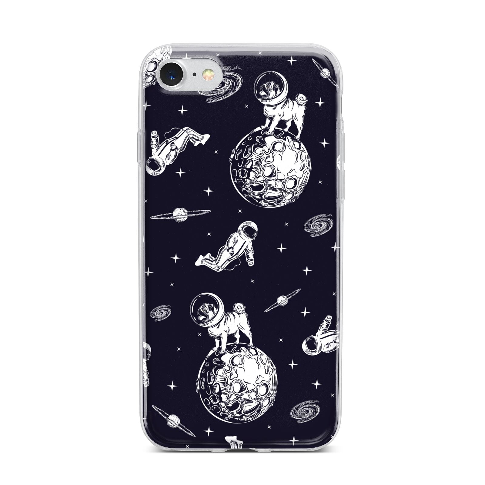 Pug in Space iPhone 7 Bumper Case on Silver iPhone
