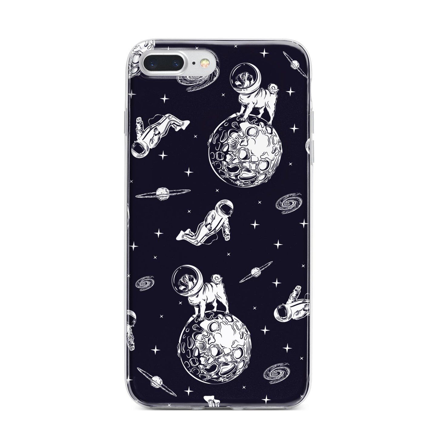 Pug in Space iPhone 7 Plus Bumper Case on Silver iPhone