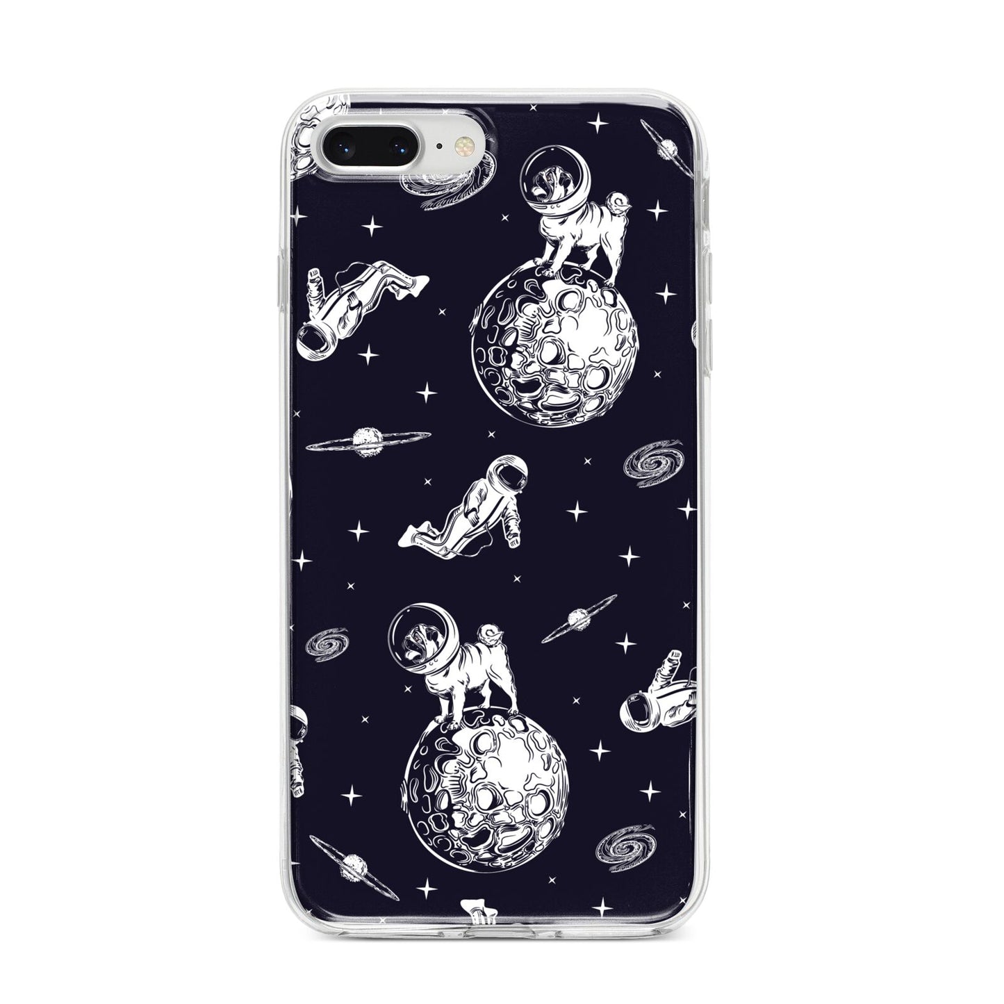 Pug in Space iPhone 8 Plus Bumper Case on Silver iPhone