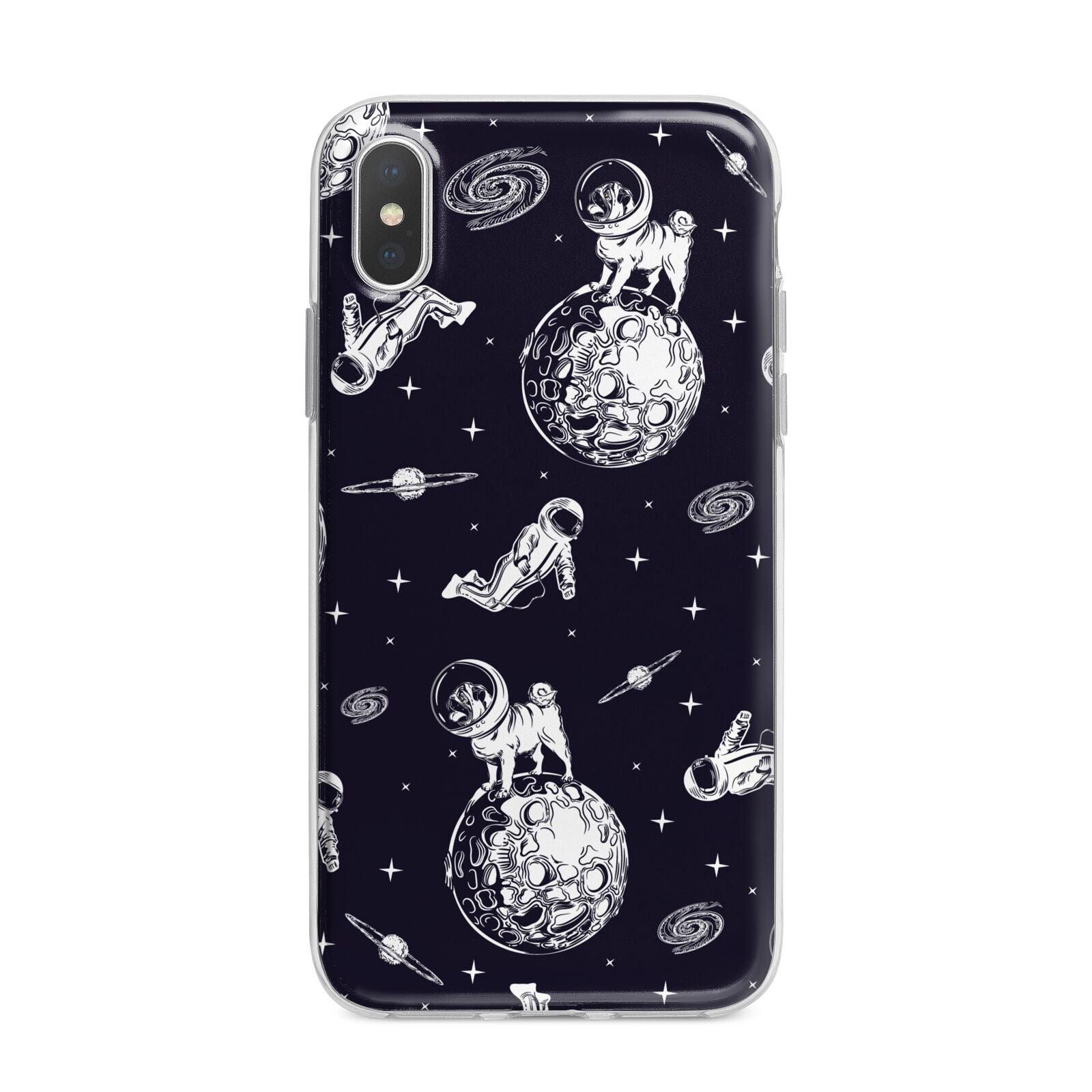 Pug in Space iPhone X Bumper Case on Silver iPhone Alternative Image 1