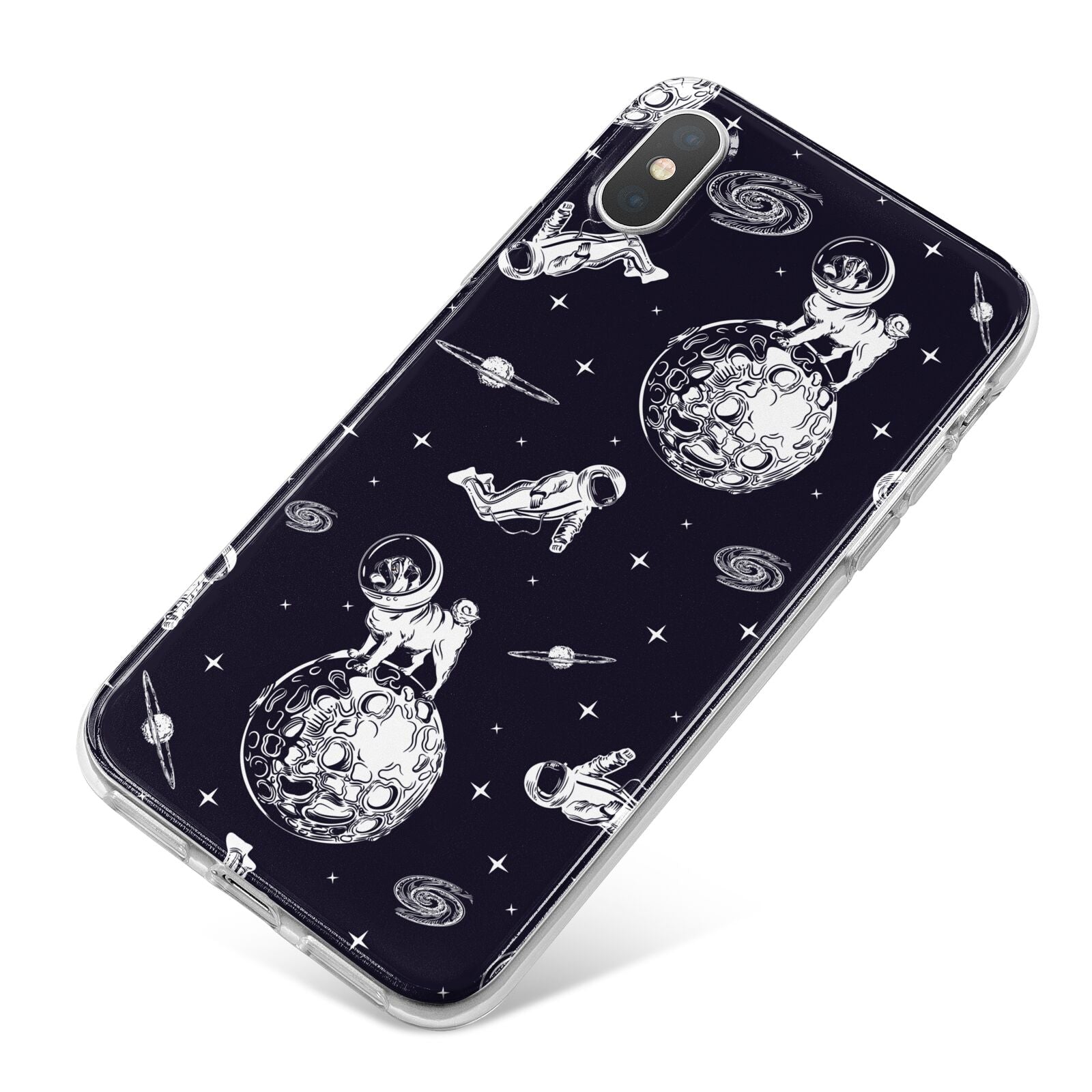Pug in Space iPhone X Bumper Case on Silver iPhone