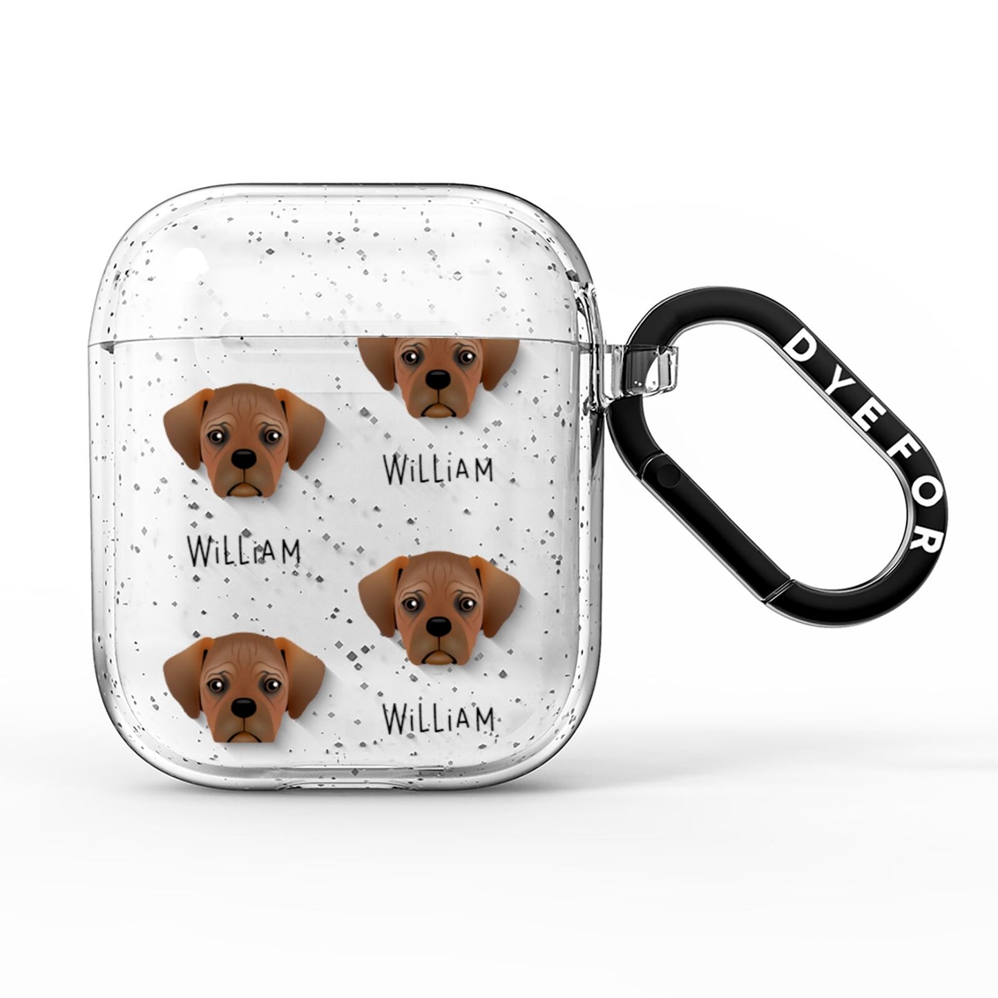 Pugalier Icon with Name AirPods Glitter Case