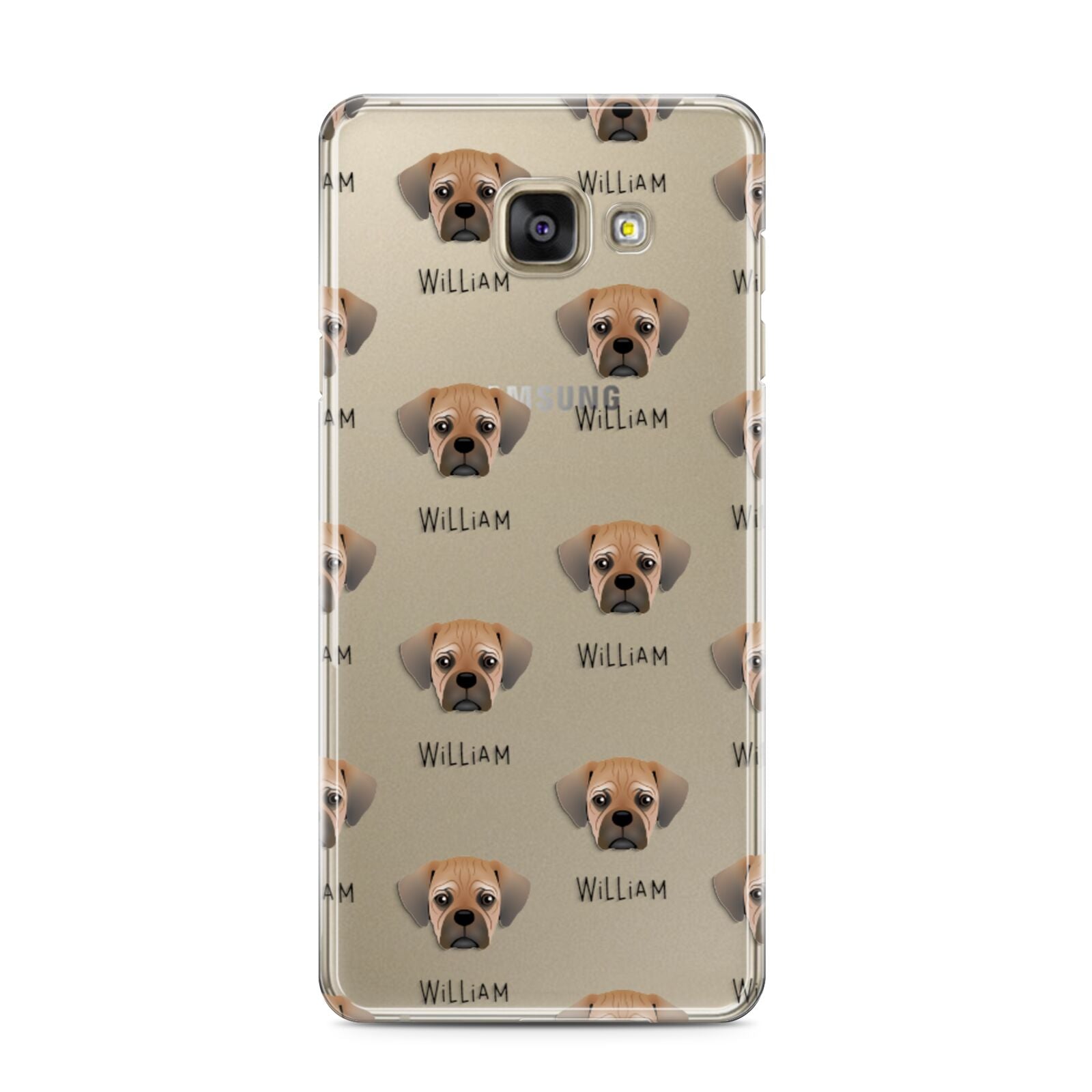 Pugalier Icon with Name Samsung Galaxy A3 2016 Case on gold phone