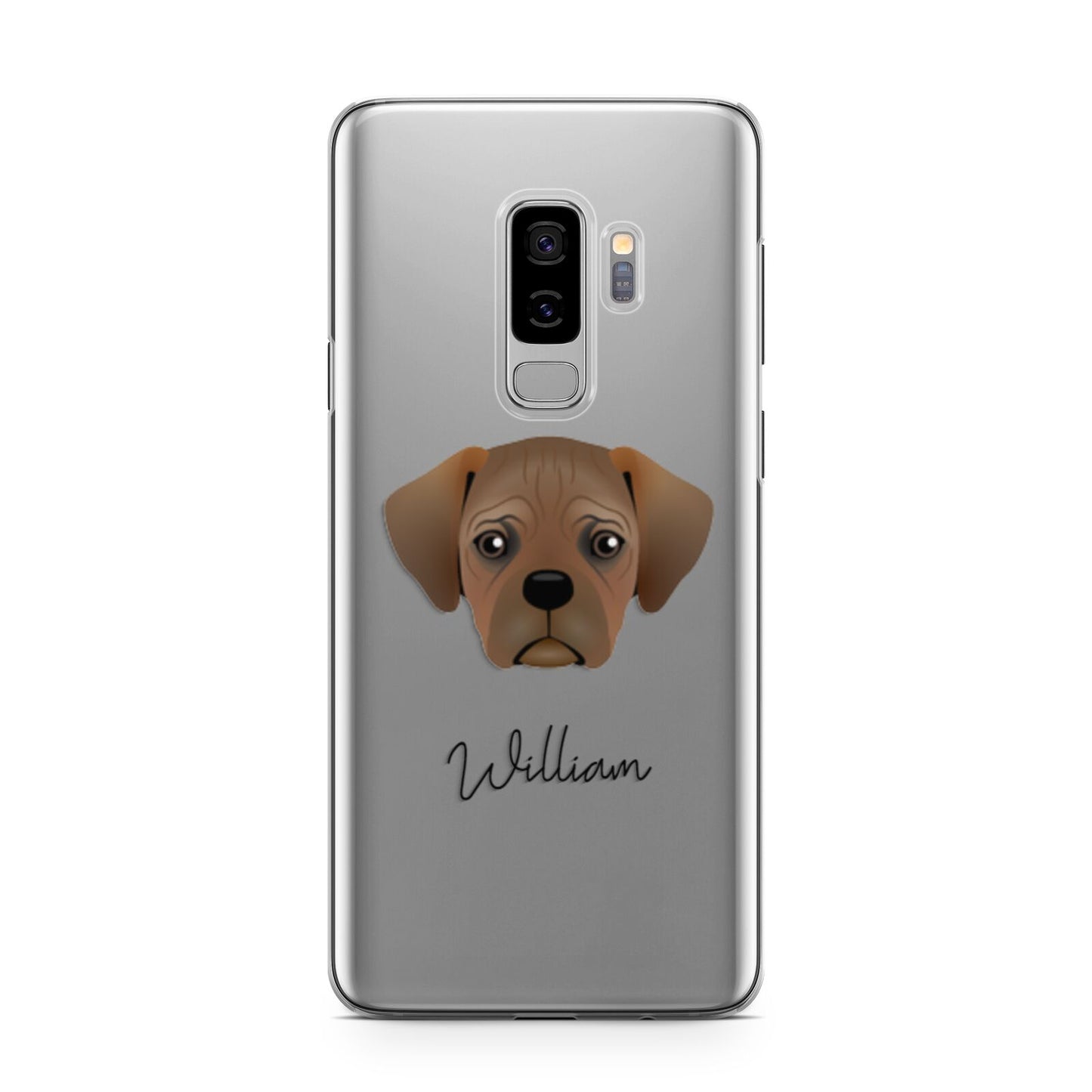 Pugalier Personalised Samsung Galaxy S9 Plus Case on Silver phone