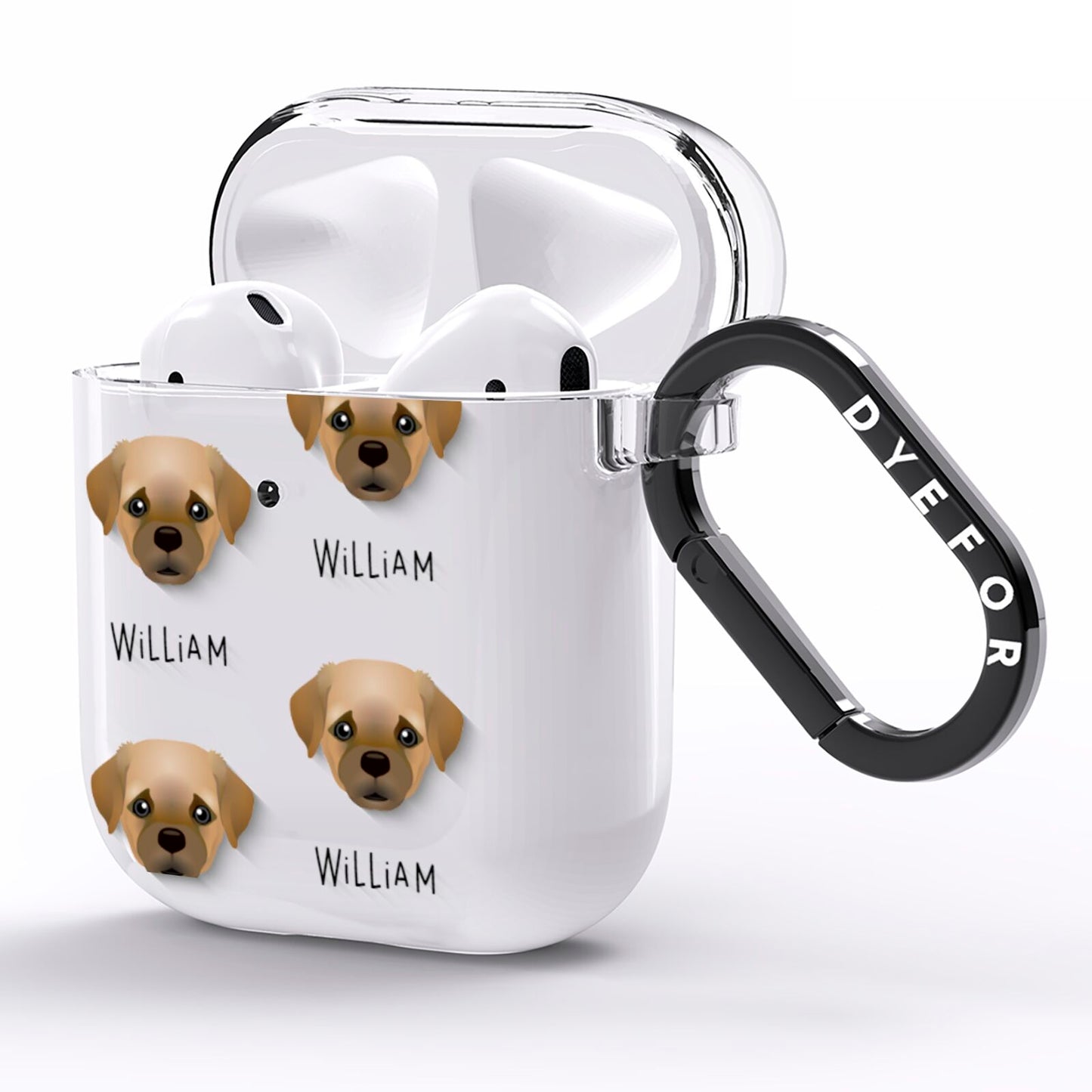 Pugapoo Icon with Name AirPods Clear Case Side Image
