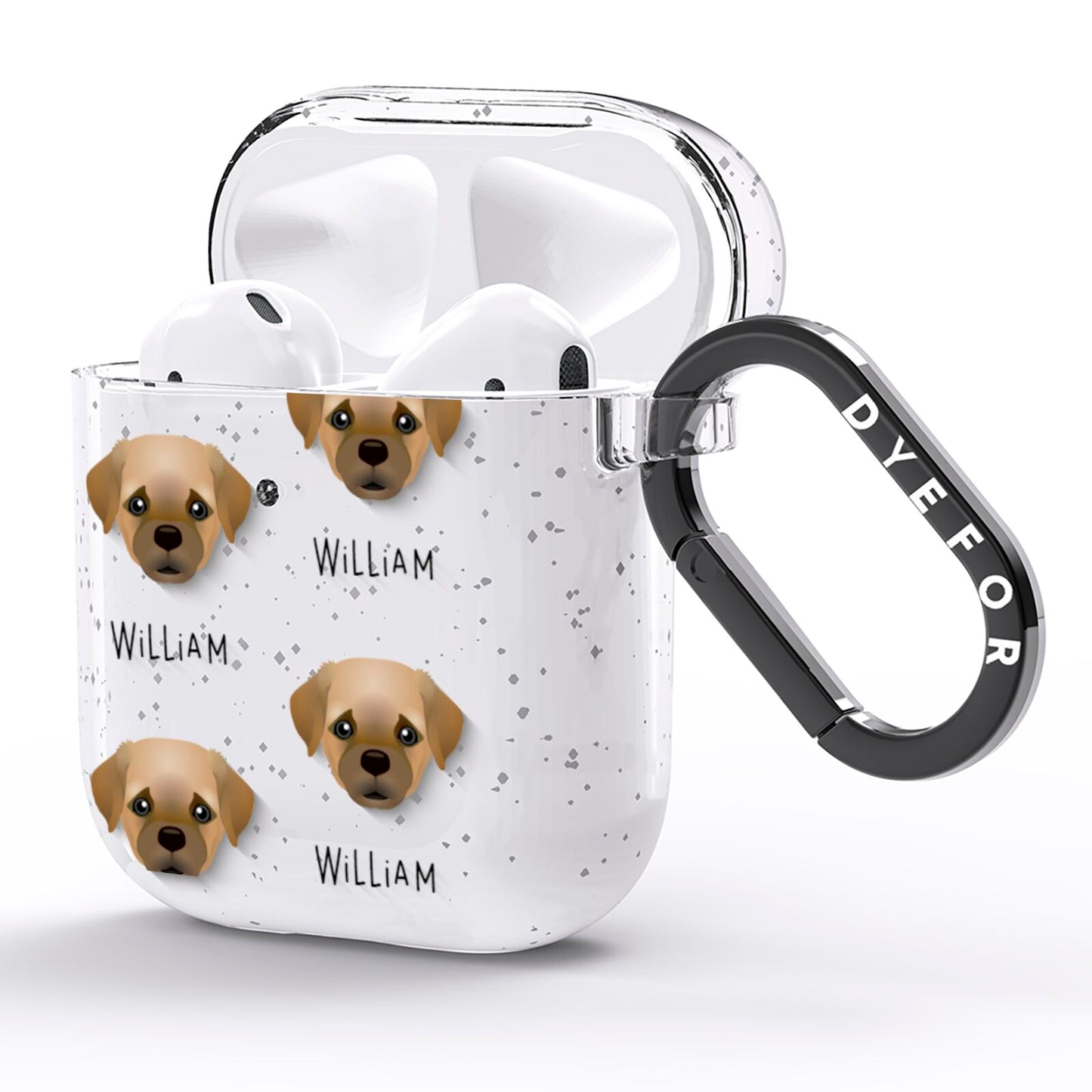 Pugapoo Icon with Name AirPods Glitter Case Side Image