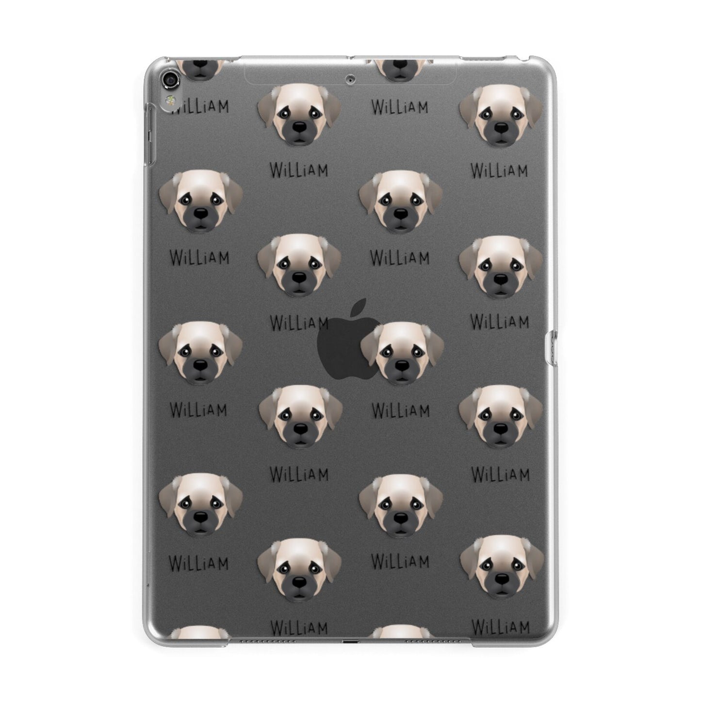 Pugapoo Icon with Name Apple iPad Grey Case