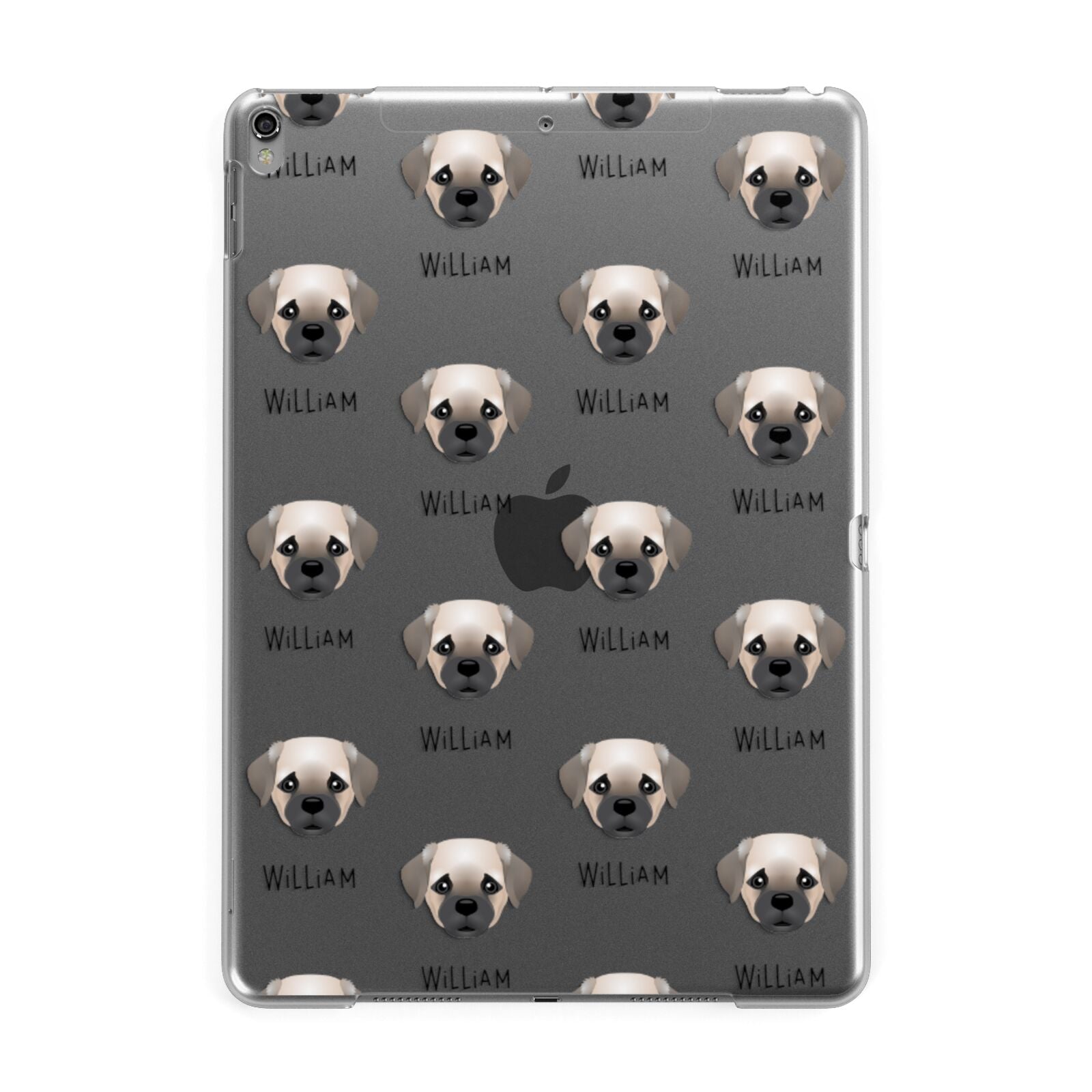 Pugapoo Icon with Name Apple iPad Grey Case