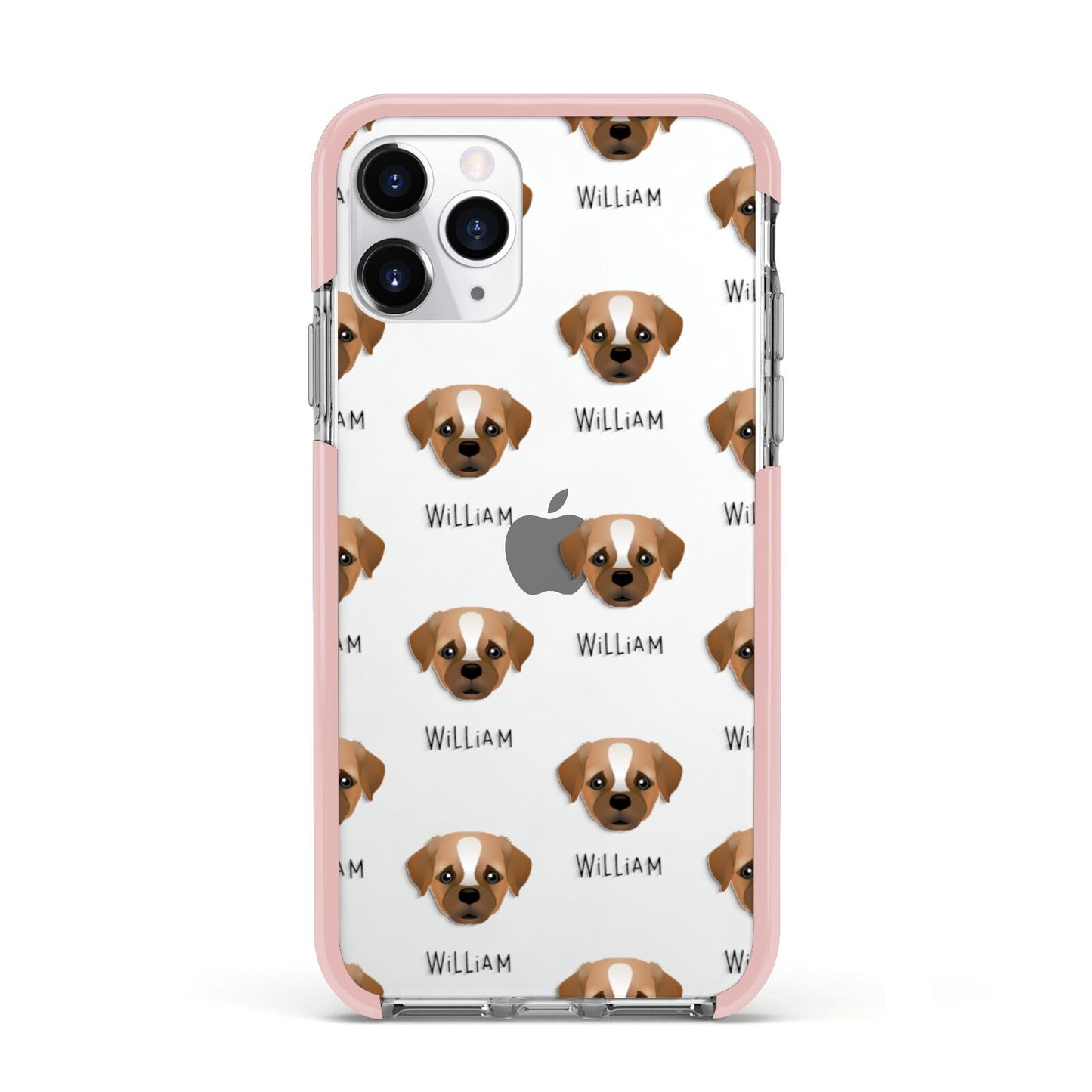 Pugapoo Icon with Name Apple iPhone 11 Pro in Silver with Pink Impact Case