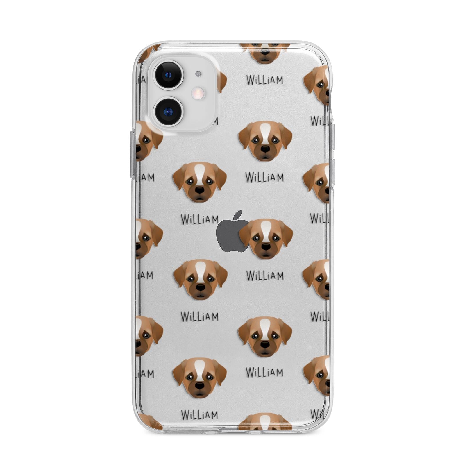 Pugapoo Icon with Name Apple iPhone 11 in White with Bumper Case