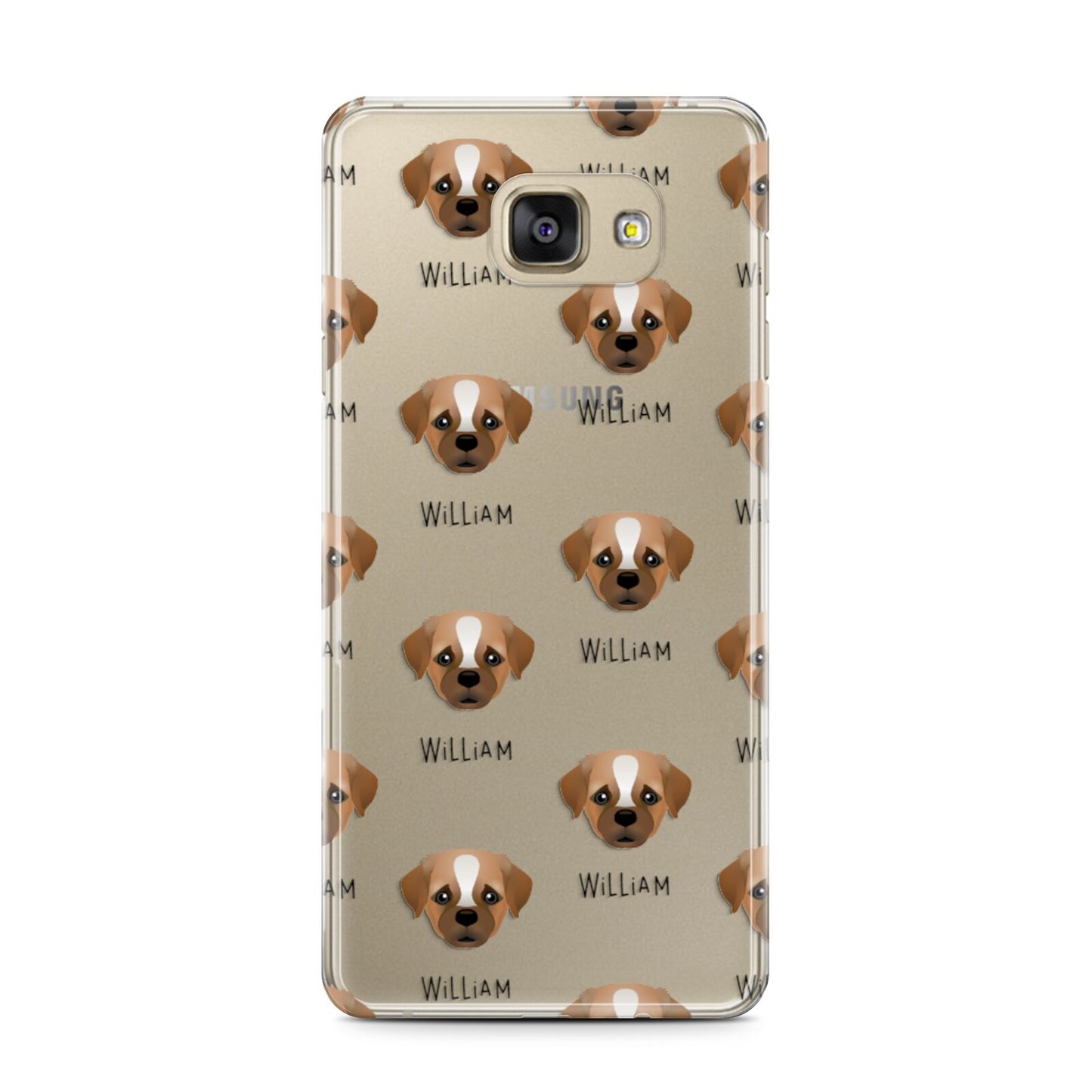 Pugapoo Icon with Name Samsung Galaxy A7 2016 Case on gold phone