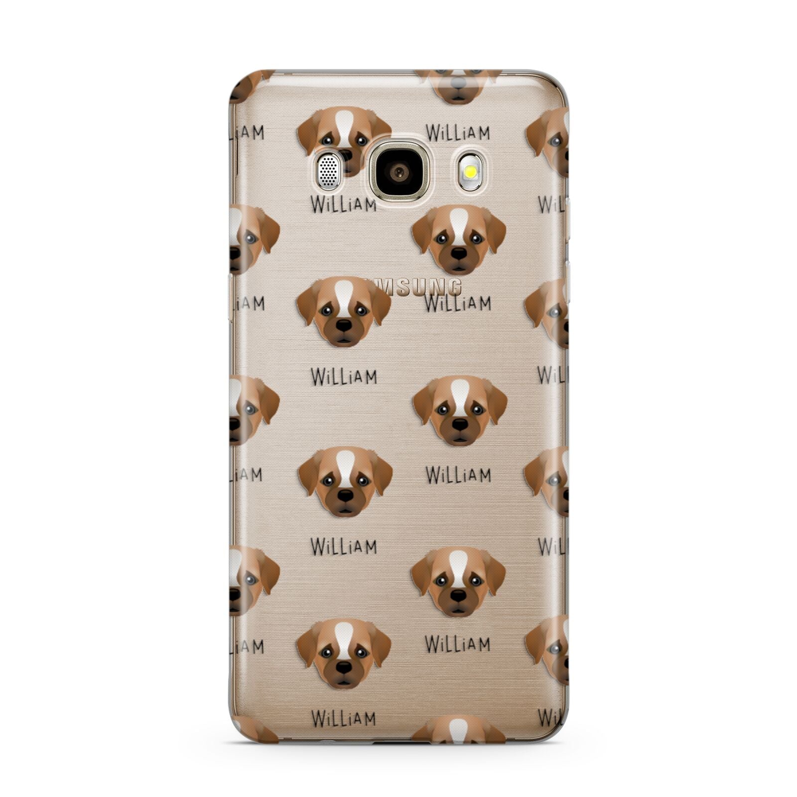 Pugapoo Icon with Name Samsung Galaxy J7 2016 Case on gold phone