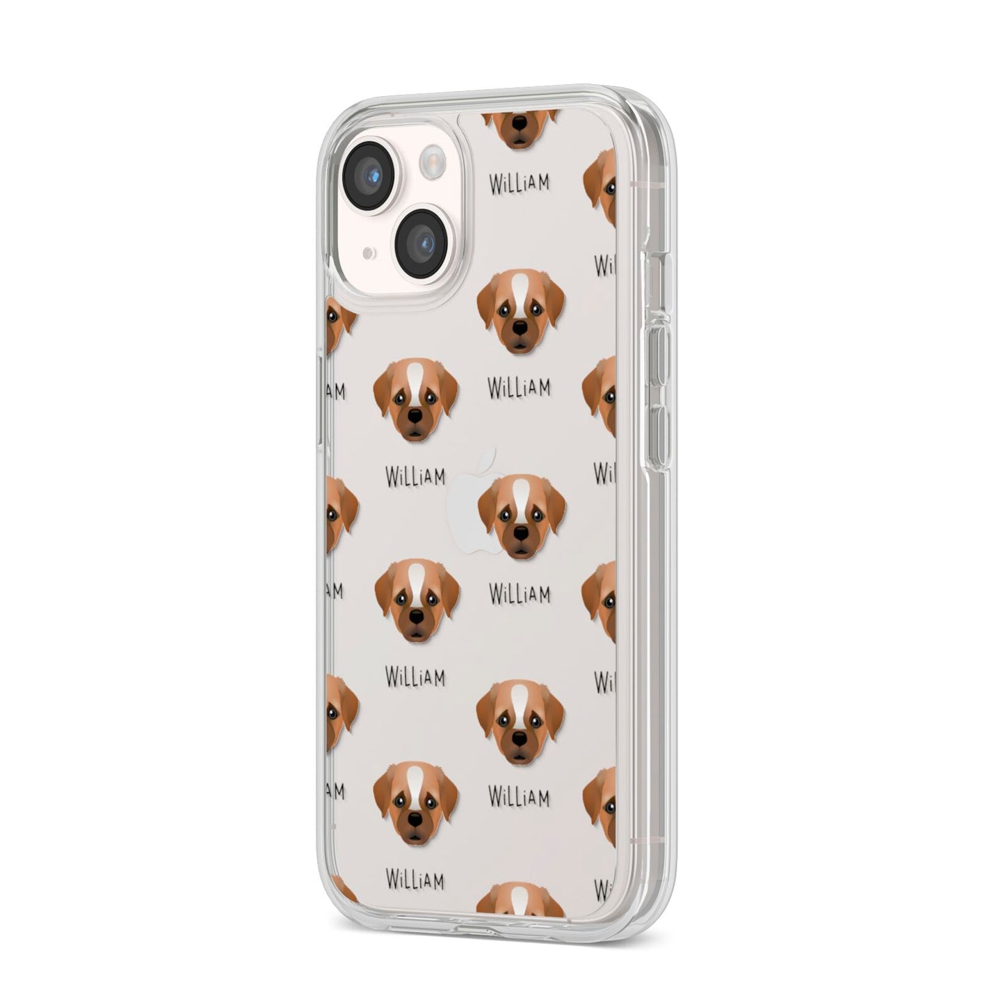 Pugapoo Icon with Name iPhone 14 Clear Tough Case Starlight Angled Image