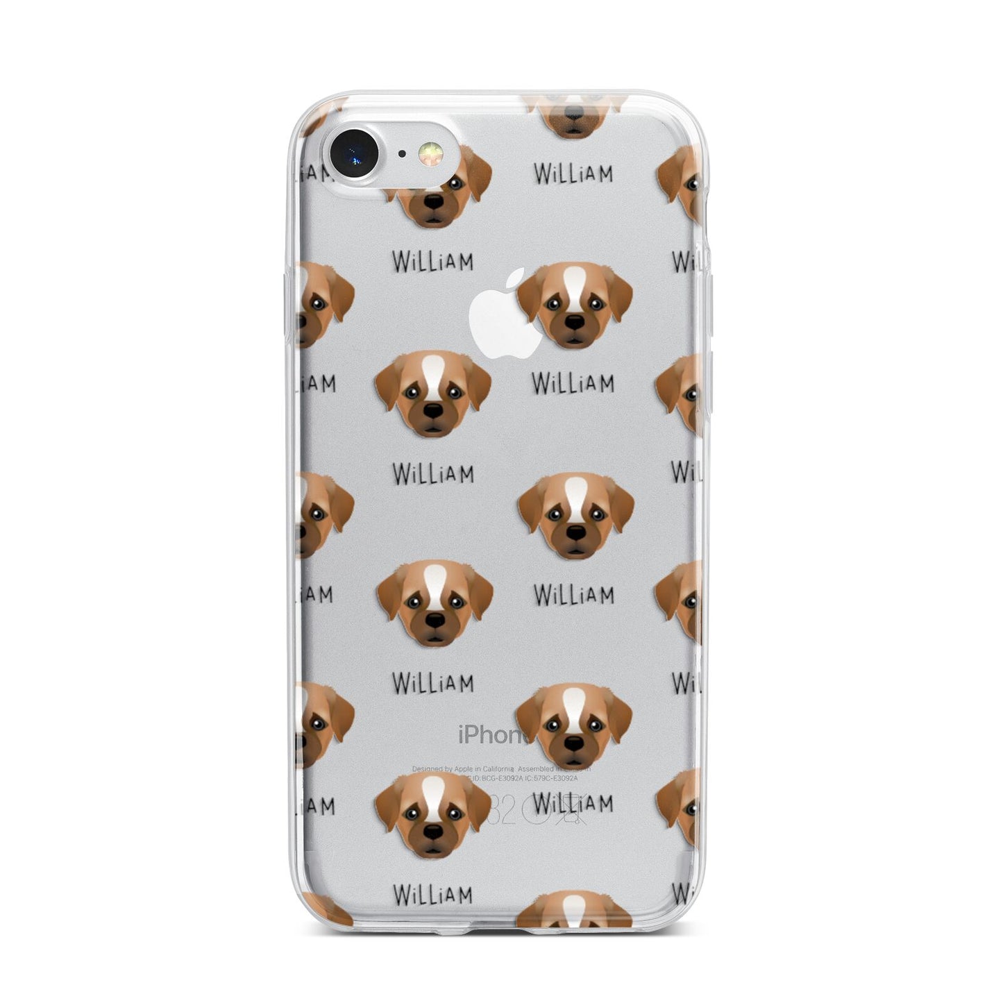 Pugapoo Icon with Name iPhone 7 Bumper Case on Silver iPhone