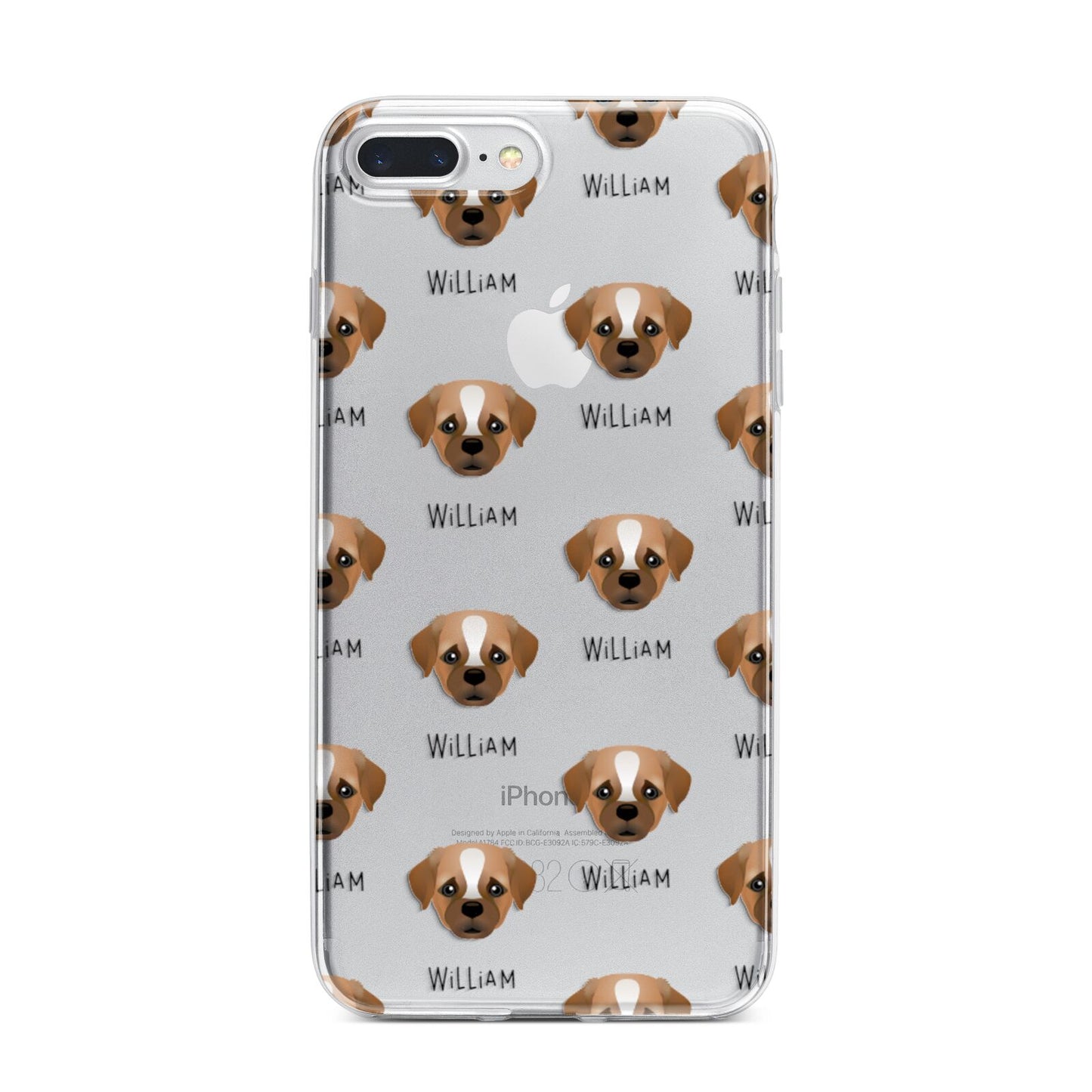 Pugapoo Icon with Name iPhone 7 Plus Bumper Case on Silver iPhone