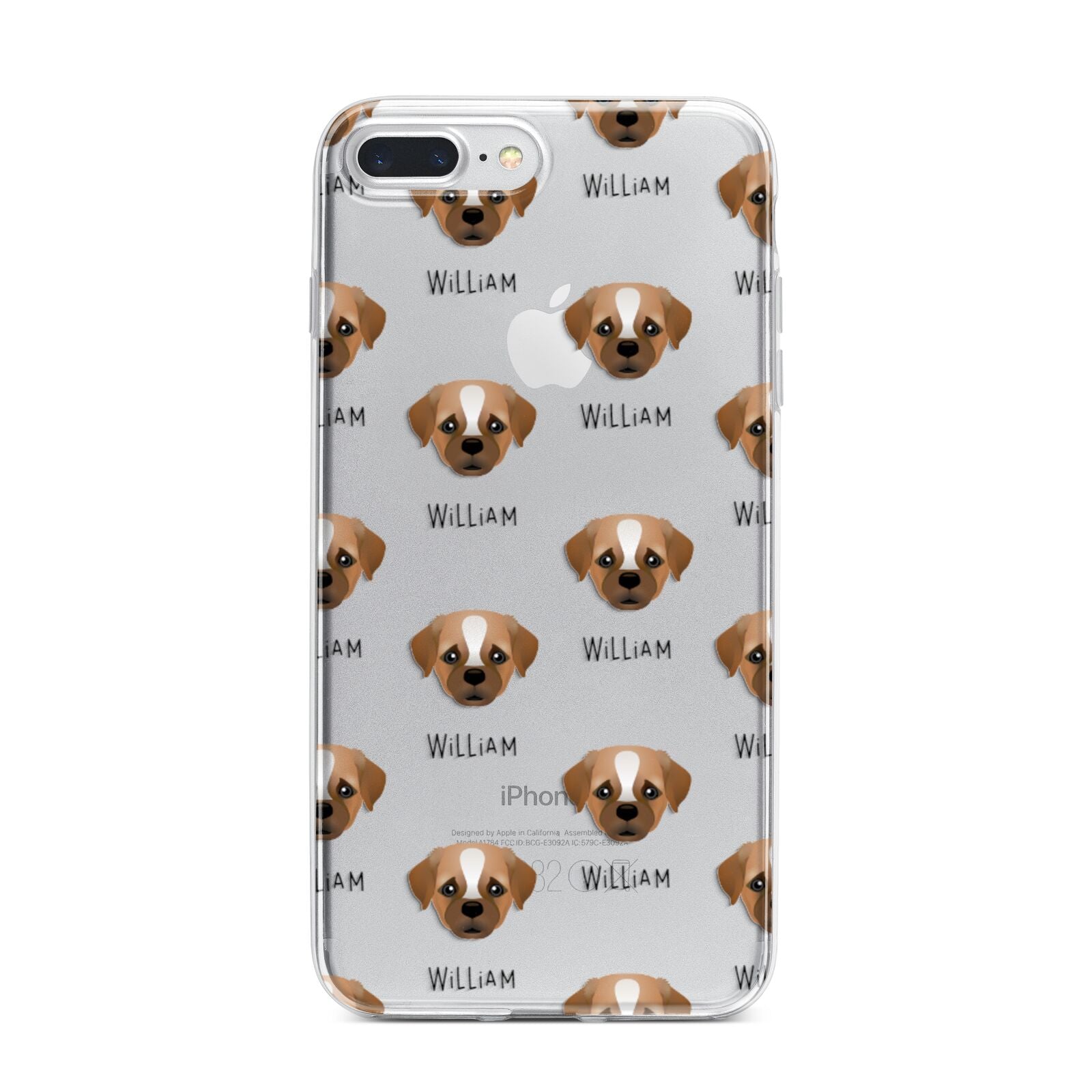 Pugapoo Icon with Name iPhone 7 Plus Bumper Case on Silver iPhone