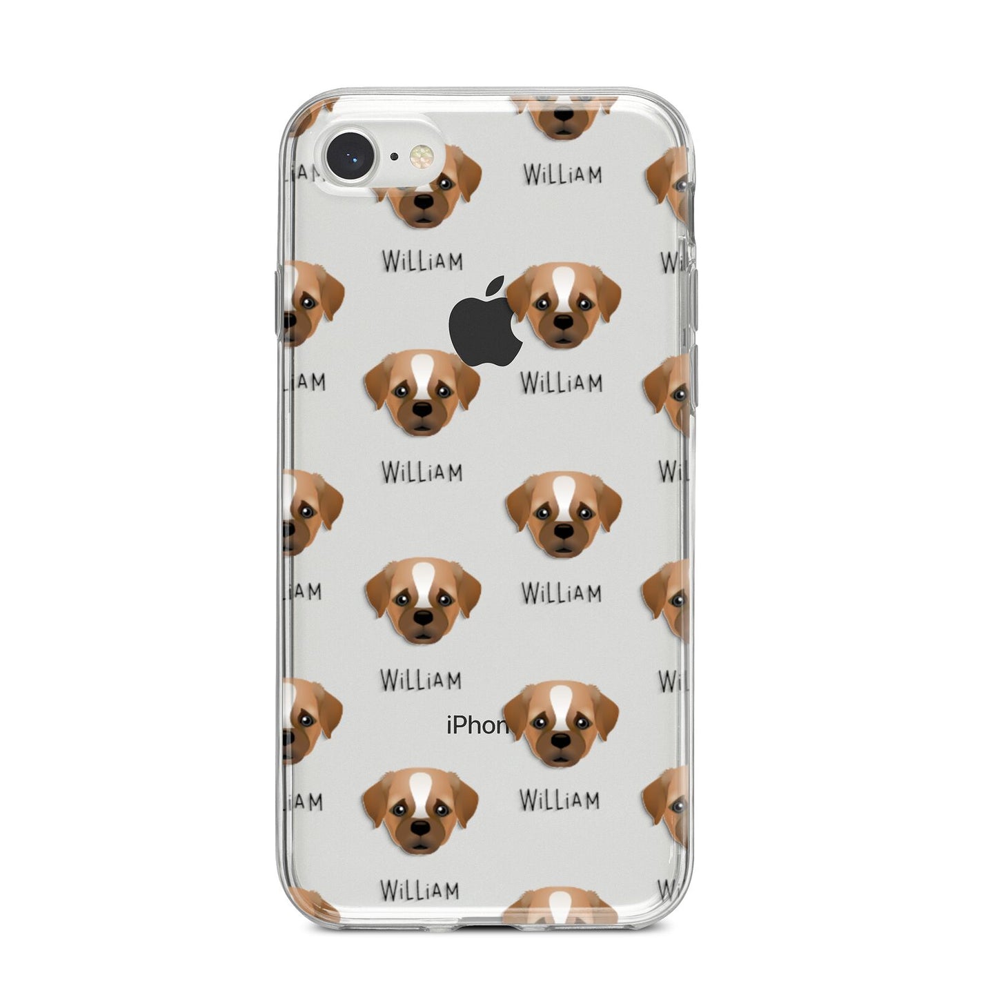 Pugapoo Icon with Name iPhone 8 Bumper Case on Silver iPhone