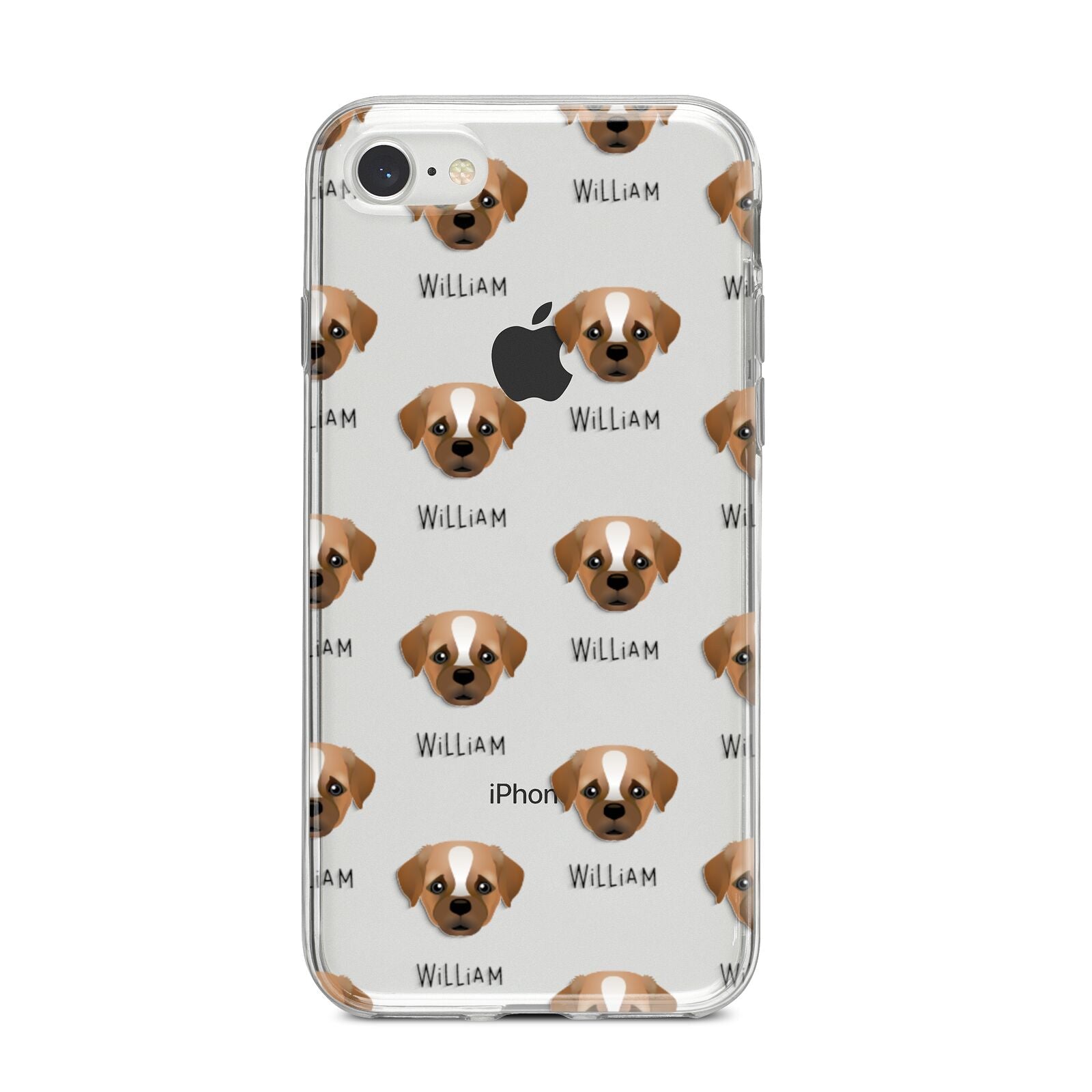 Pugapoo Icon with Name iPhone 8 Bumper Case on Silver iPhone