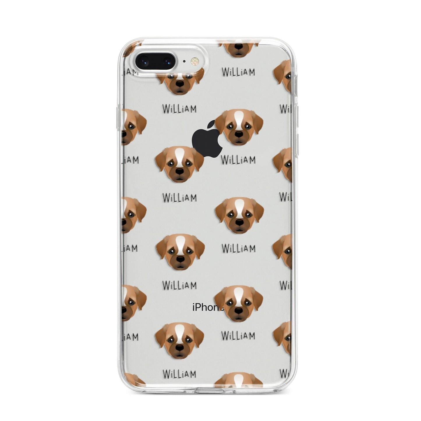 Pugapoo Icon with Name iPhone 8 Plus Bumper Case on Silver iPhone