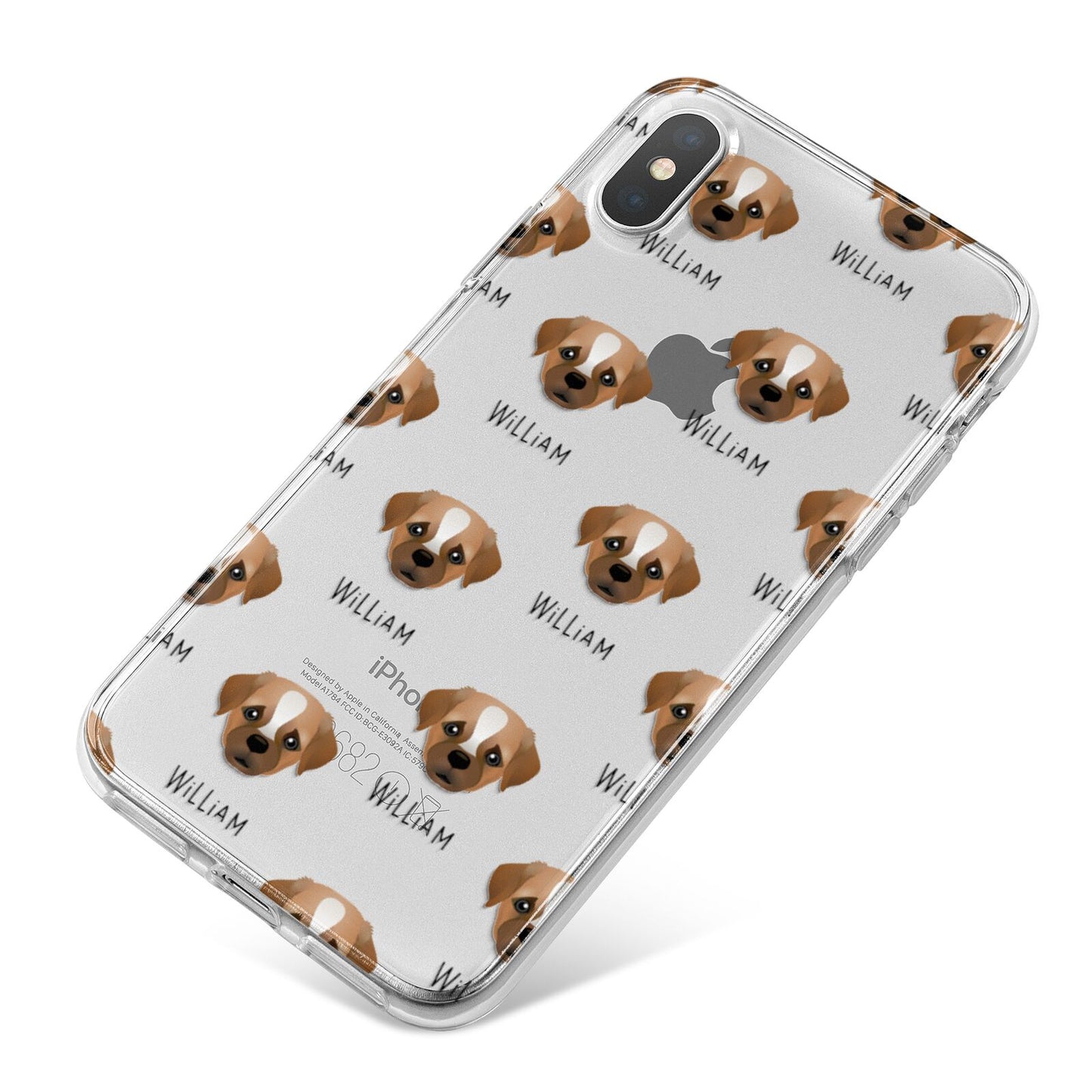 Pugapoo Icon with Name iPhone X Bumper Case on Silver iPhone