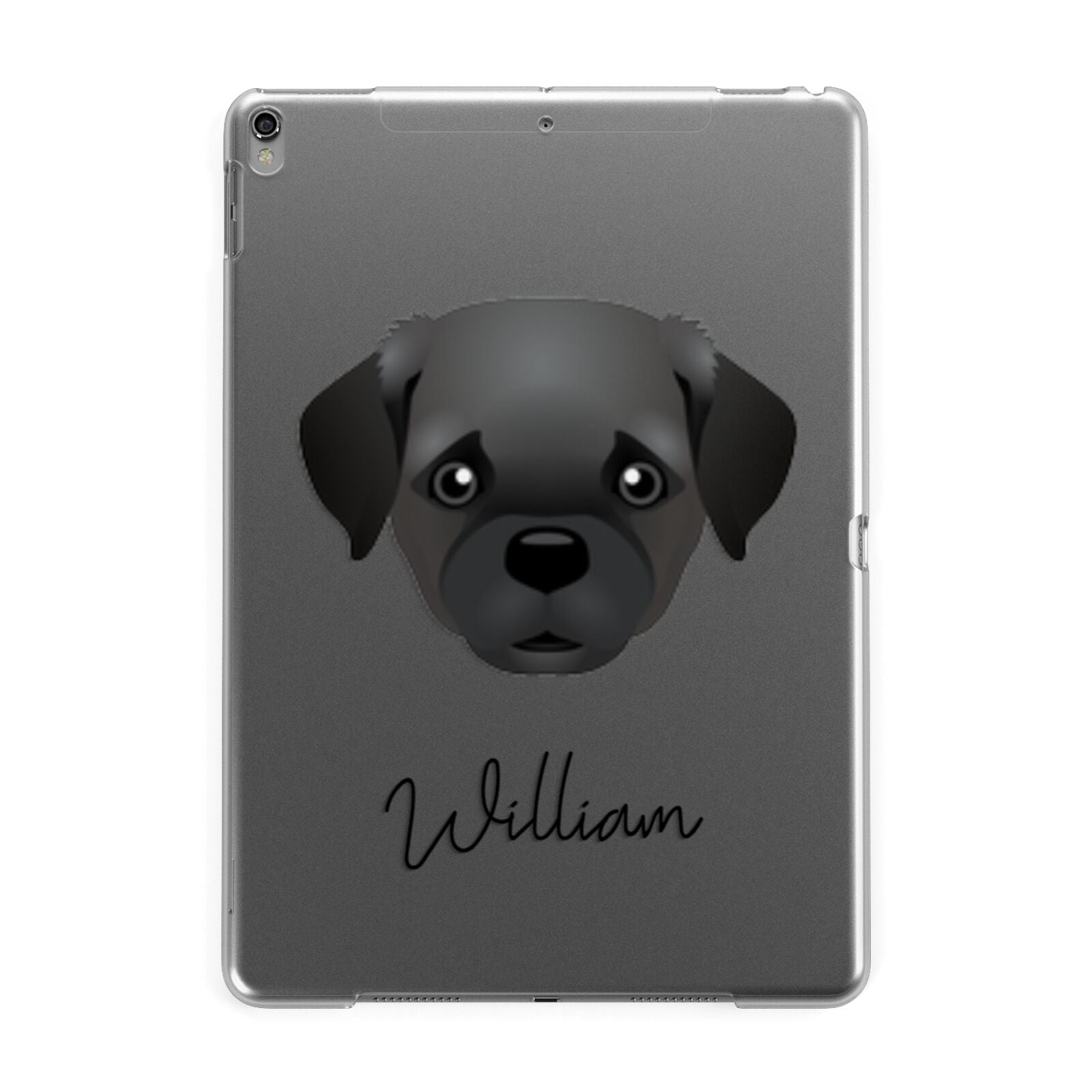 Pugapoo Personalised Apple iPad Grey Case