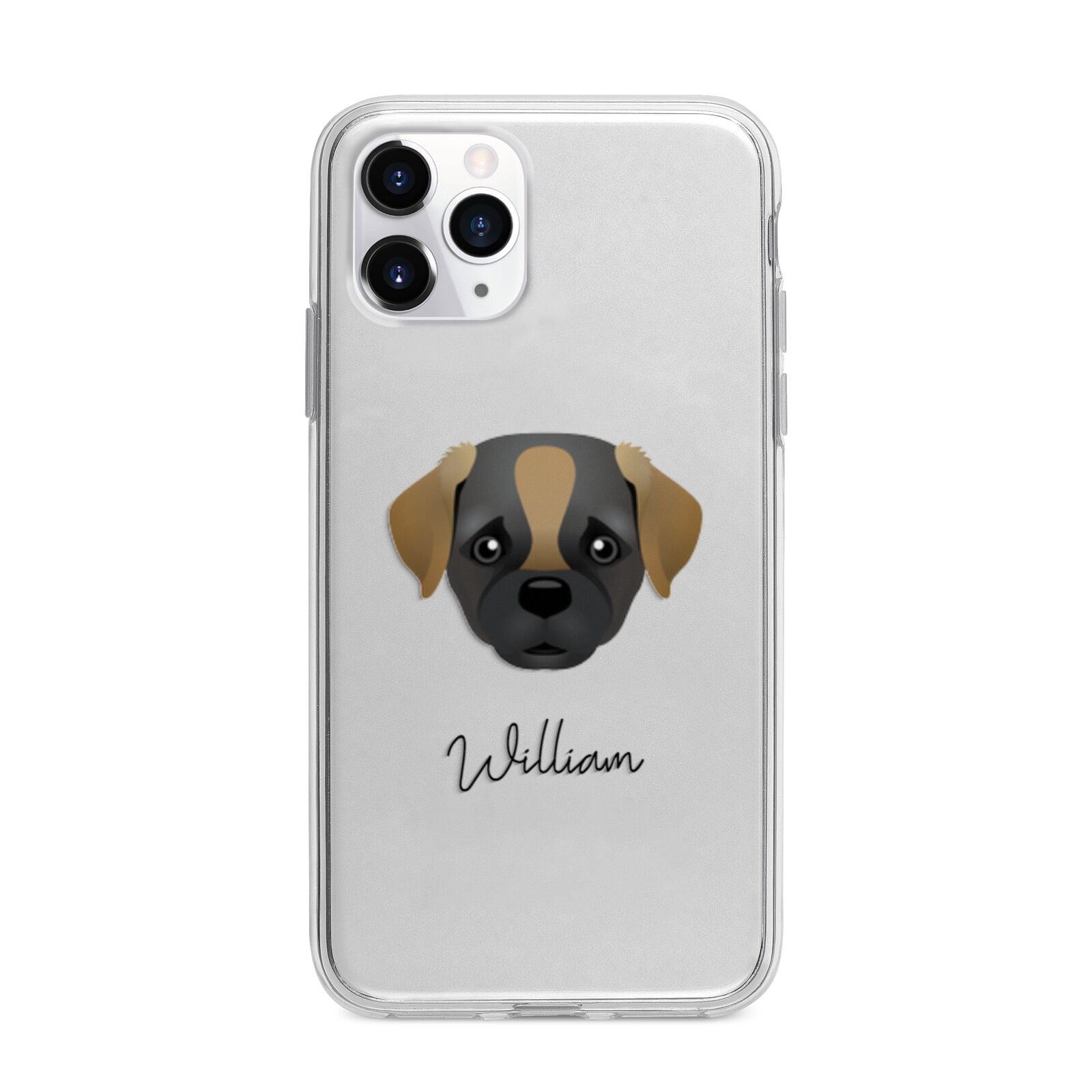 Pugapoo Personalised Apple iPhone 11 Pro in Silver with Bumper Case
