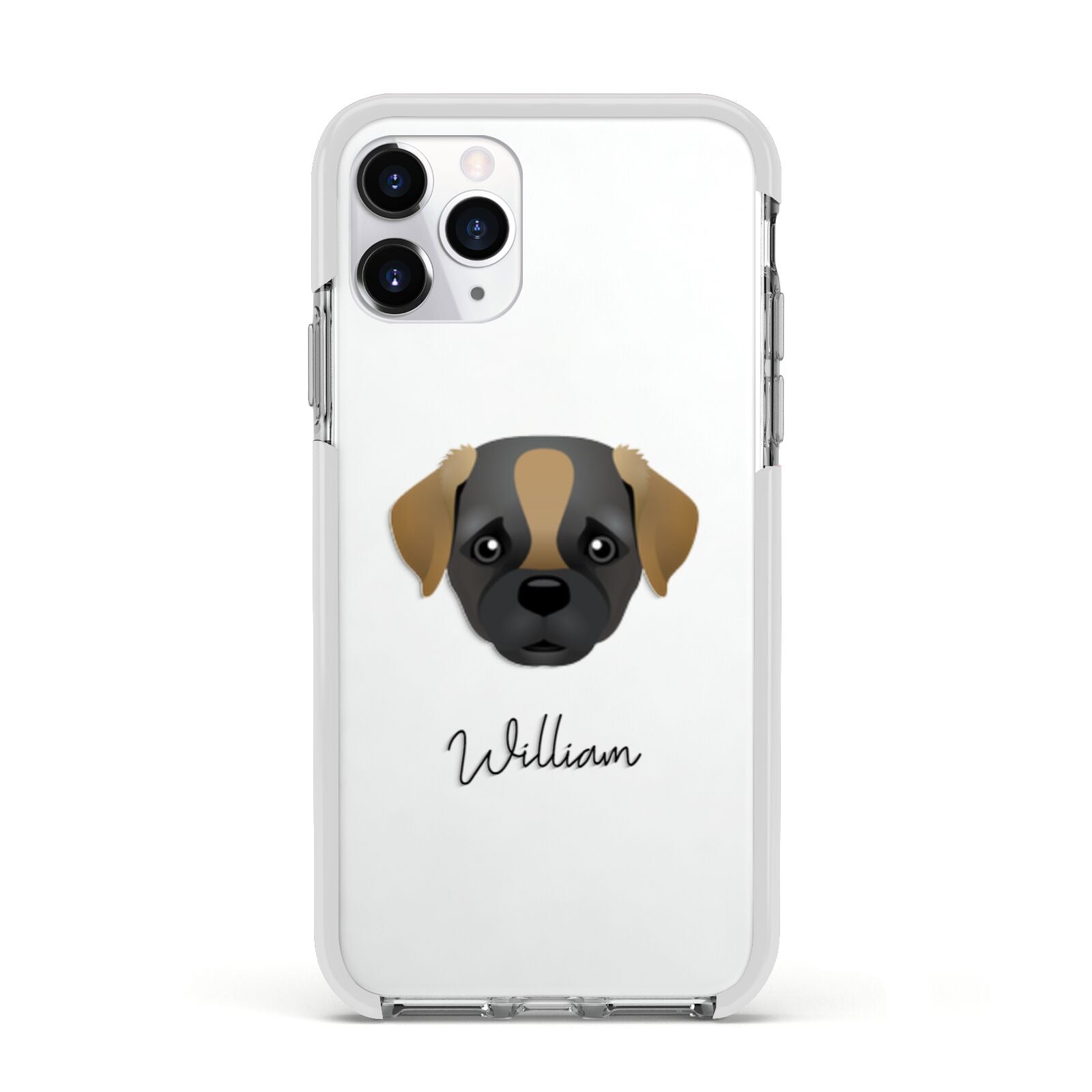 Pugapoo Personalised Apple iPhone 11 Pro in Silver with White Impact Case